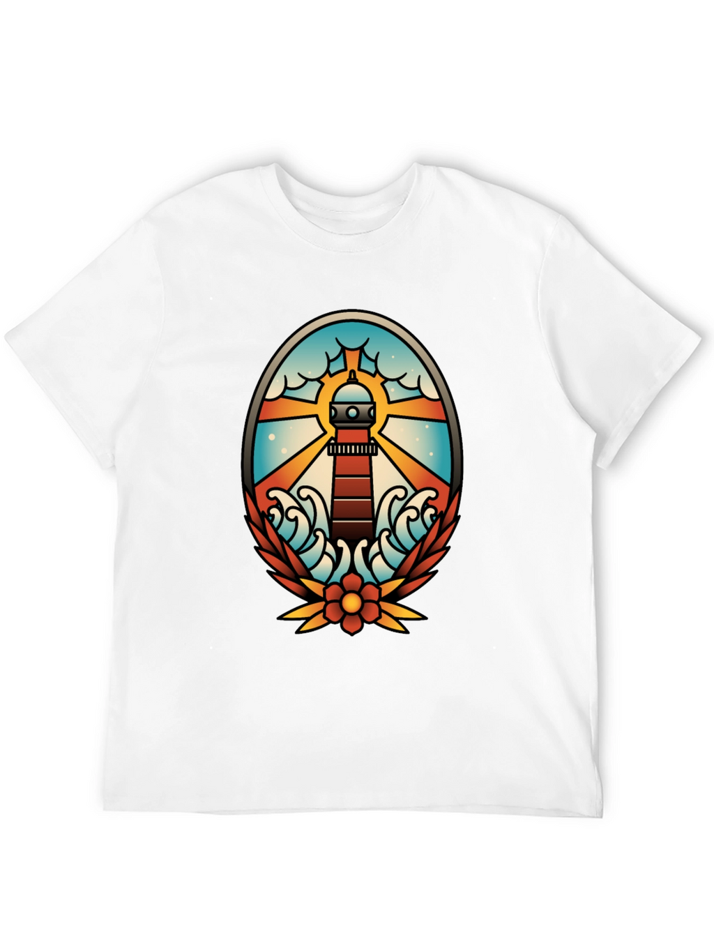 Lighthouse Tattoo Graphic T-Shirt - Black