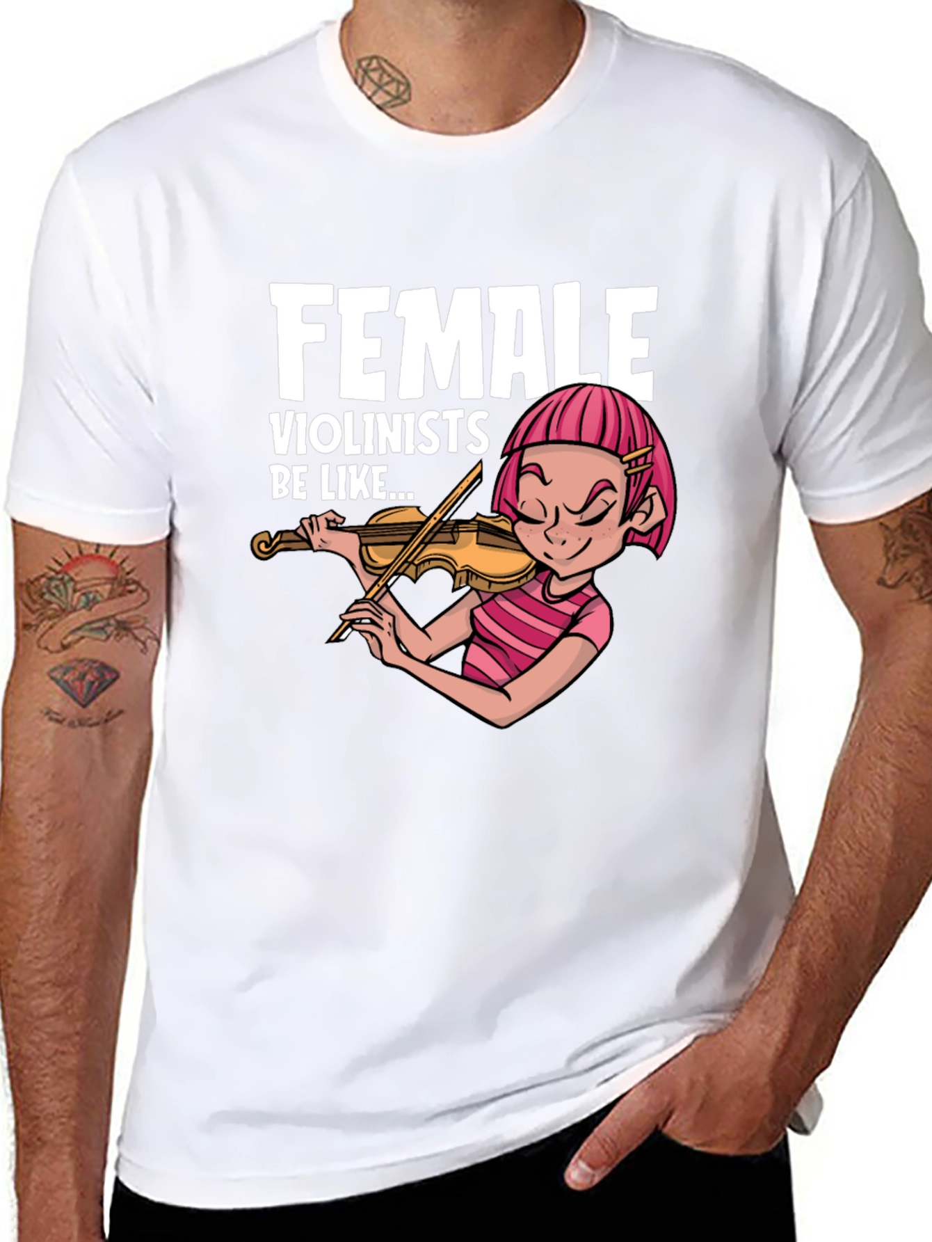 Funny Female Violinist Graphic Tee - Black