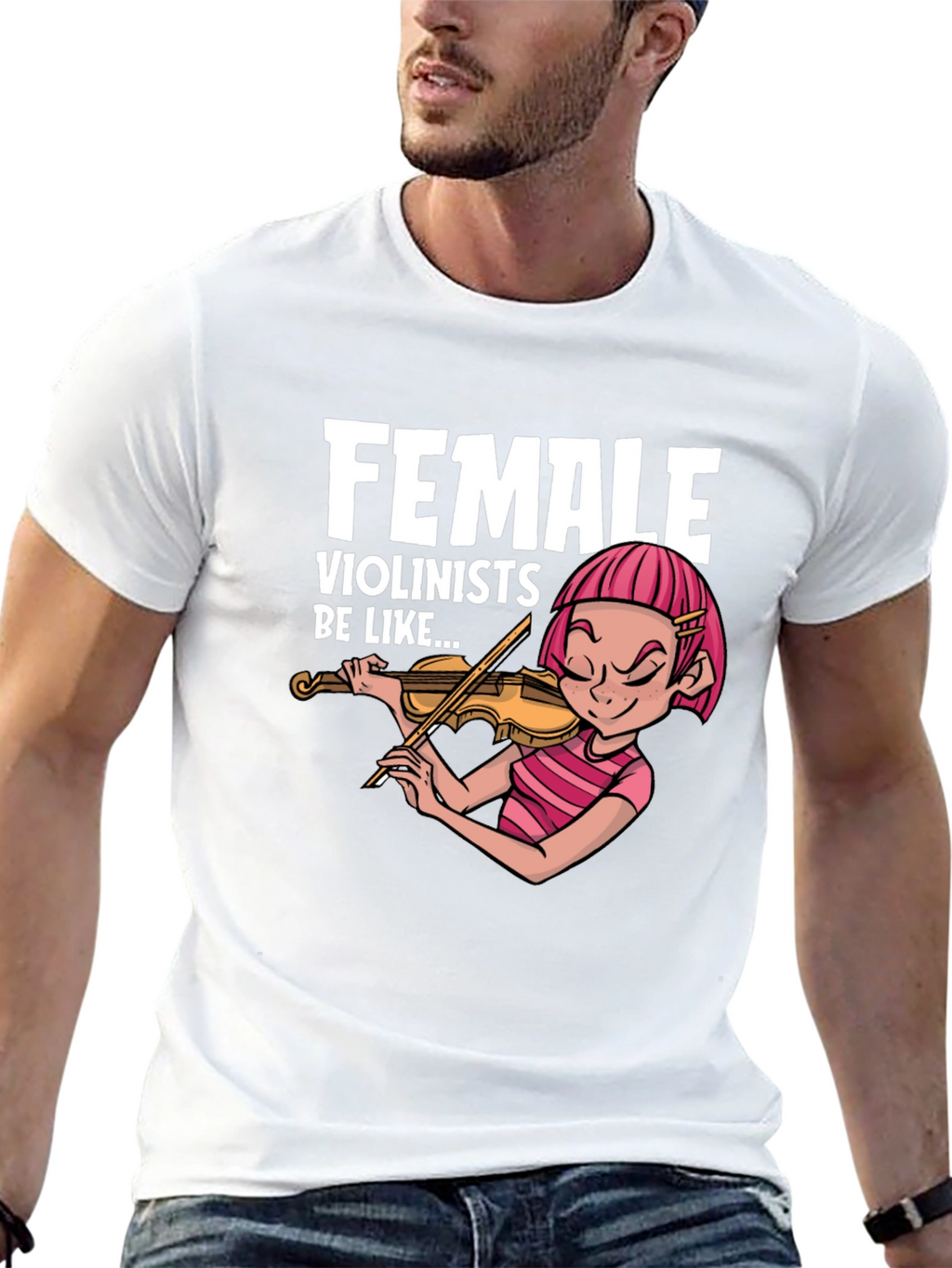 Funny Female Violinist Graphic Tee - Black