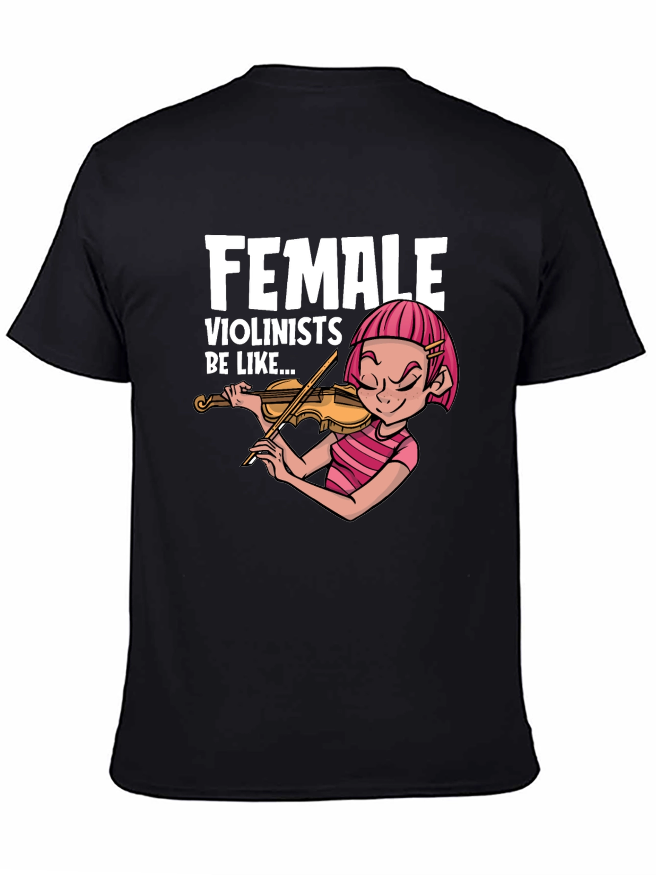 Funny Female Violinist Graphic Tee - Black