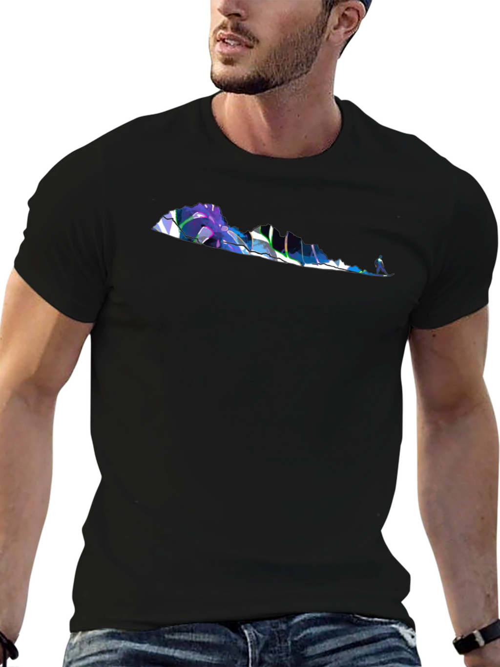 Abstract Virginia Outline Black T-Shirt