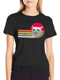 Sad Cat Retro Sunset T-Shirt - Funny Meme Tee