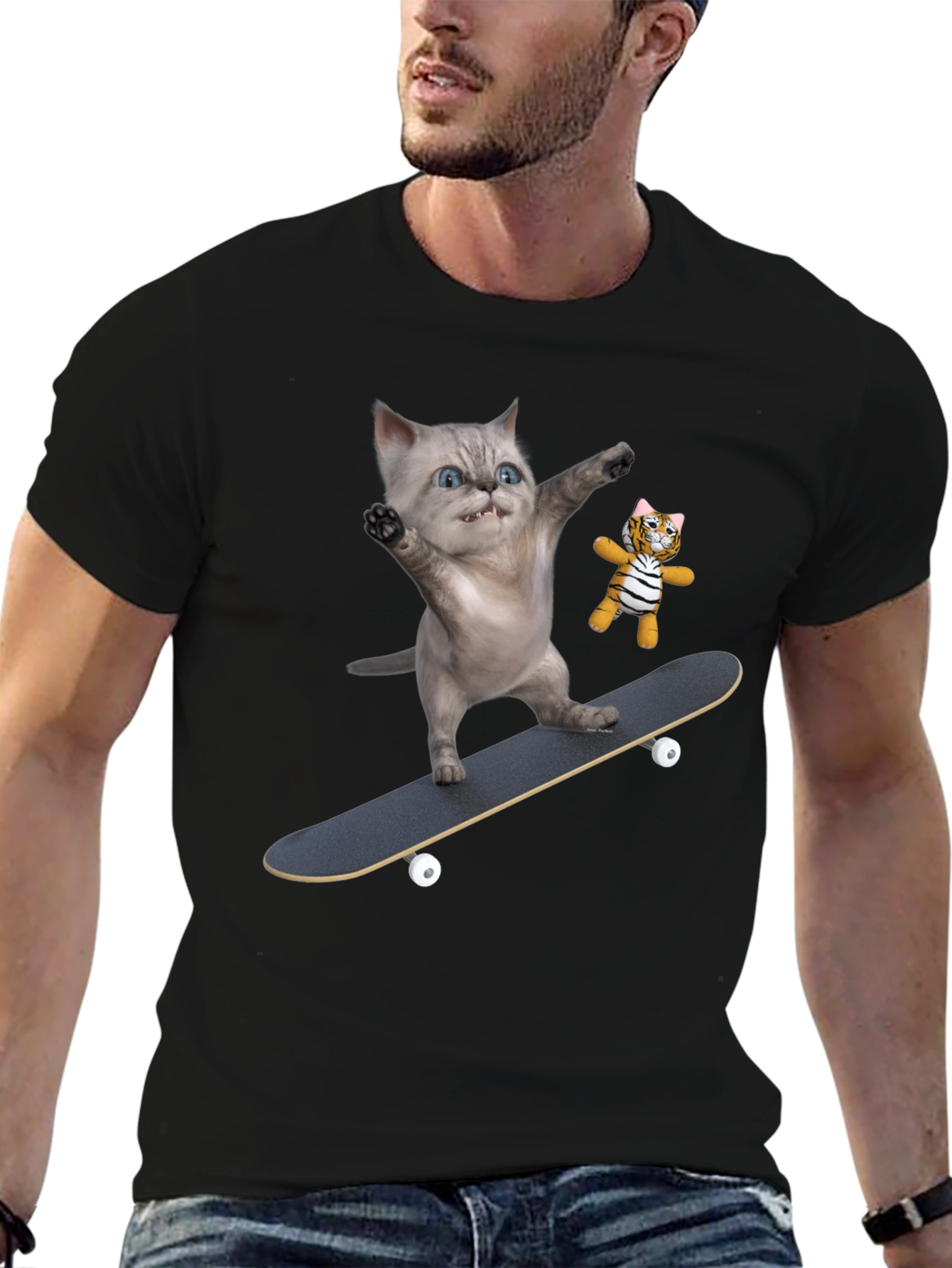 Cool Cat Skateboard T-Shirt - Unique Design