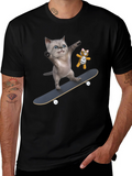 Cool Cat Skateboard T-Shirt - Unique Design