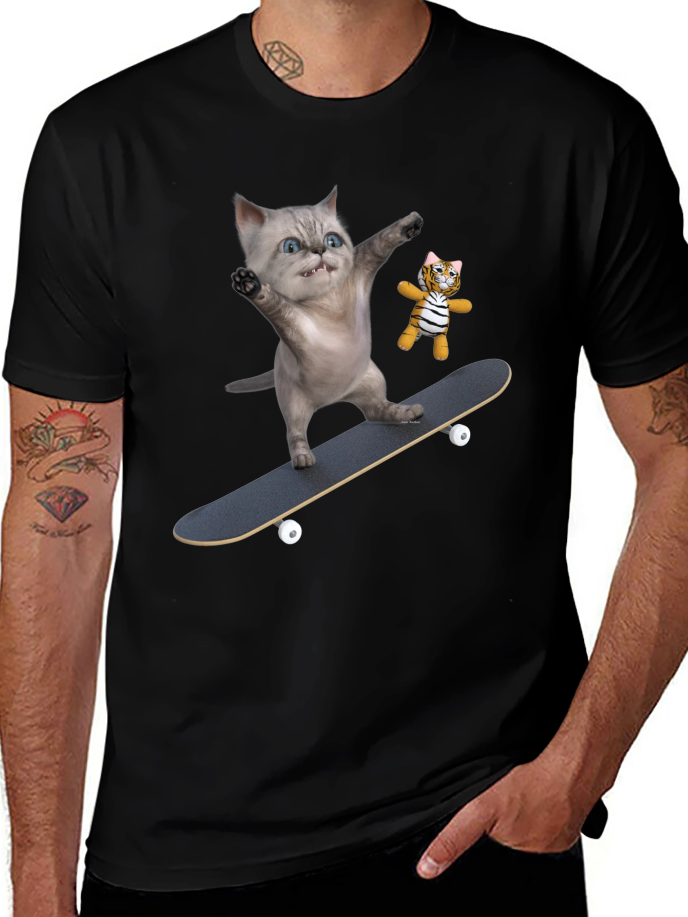 Cool Cat Skateboard T-Shirt - Unique Design