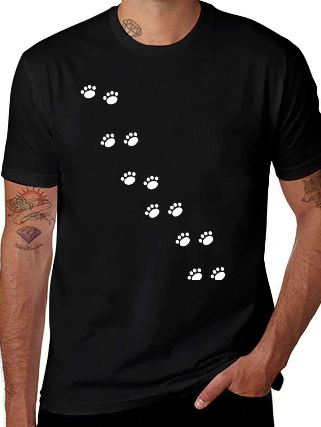 Paw Print Trail Tee - Black