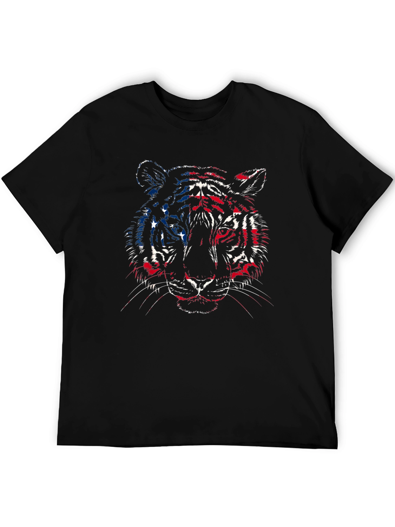 American Flag Tiger Graphic T-Shirt - Patriotic Style