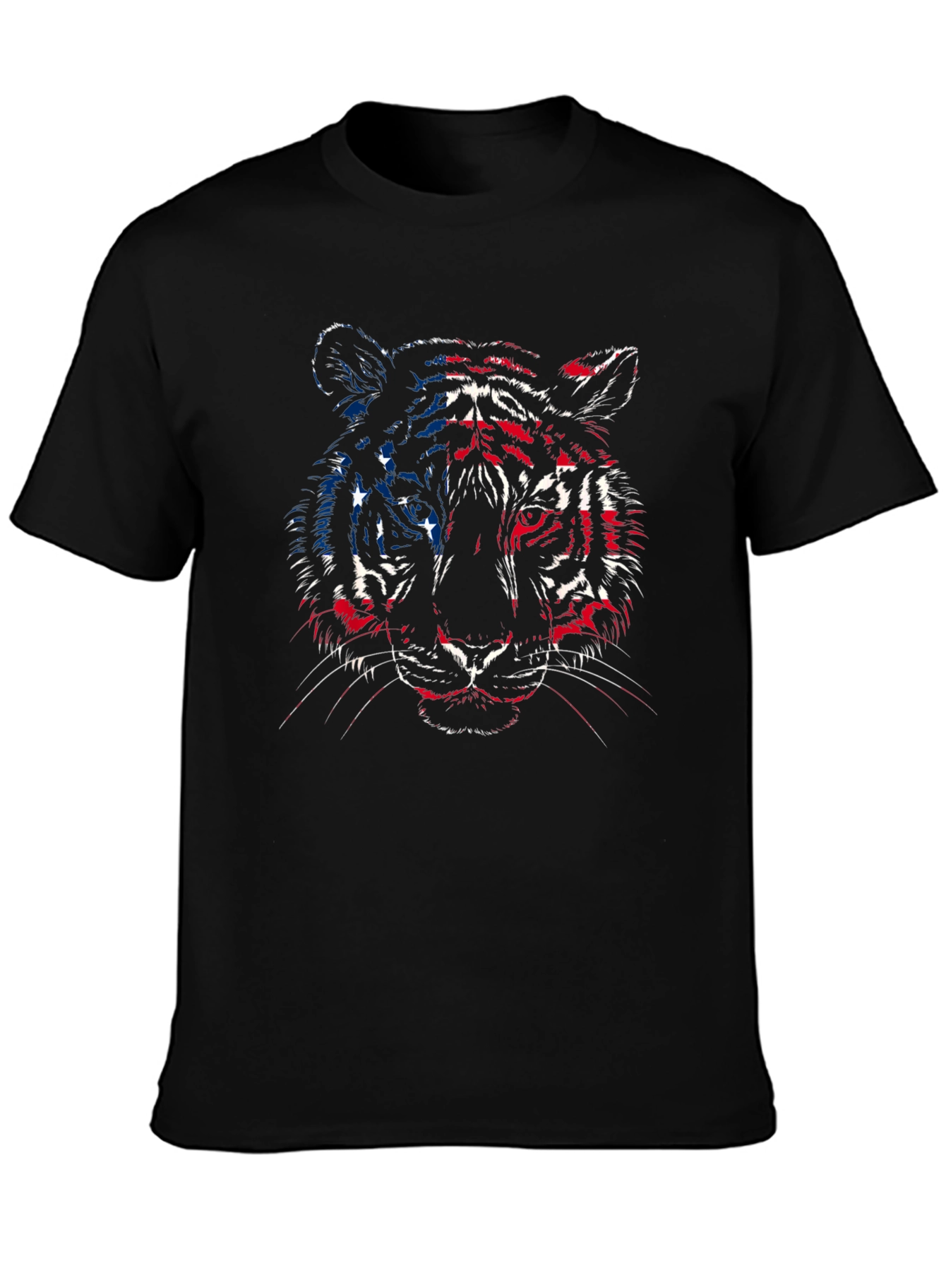 American Flag Tiger Graphic T-Shirt - Patriotic Style