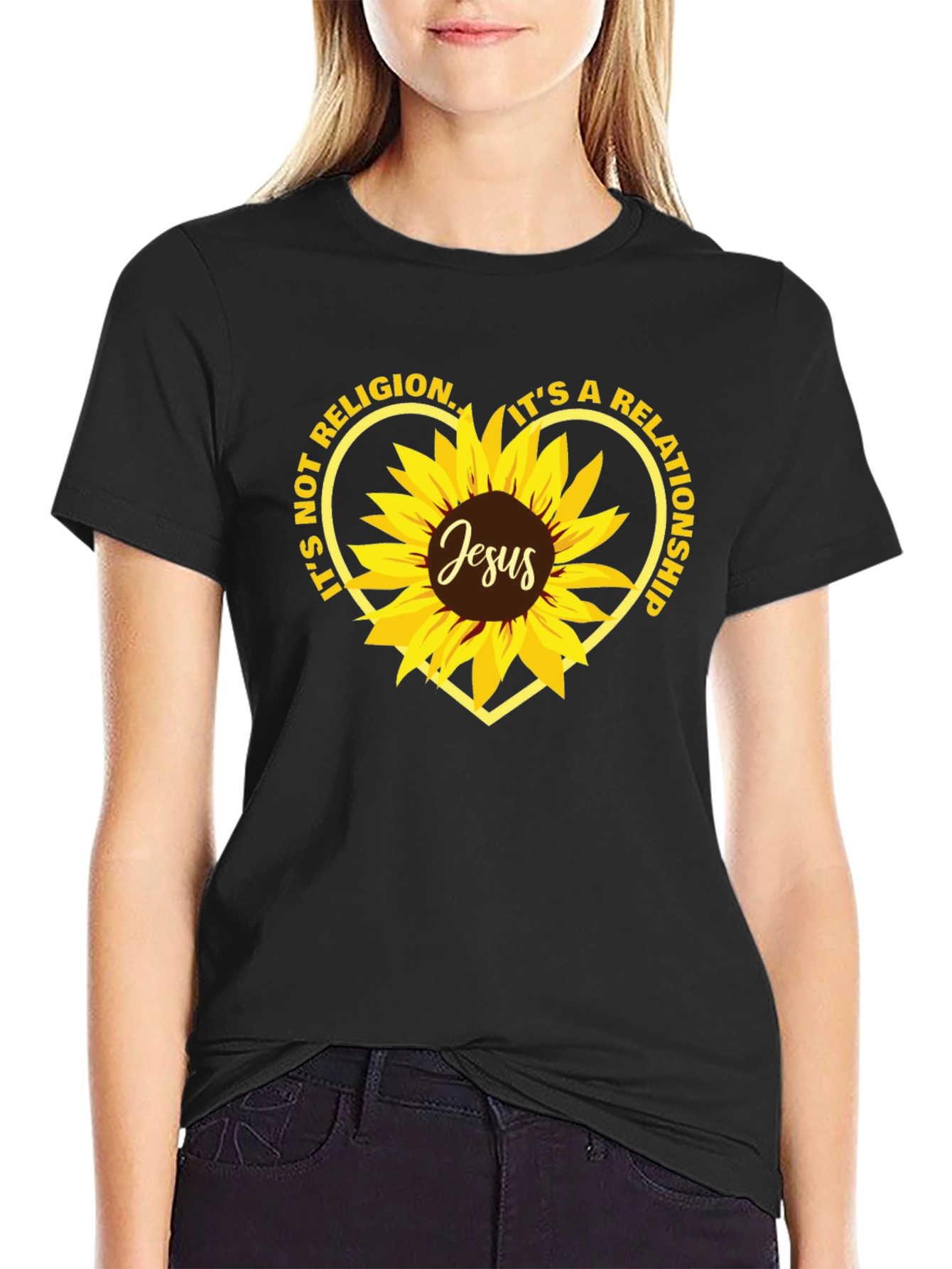 Faith-Based Graphic Tee - Its a Relationship Sunflower Design
