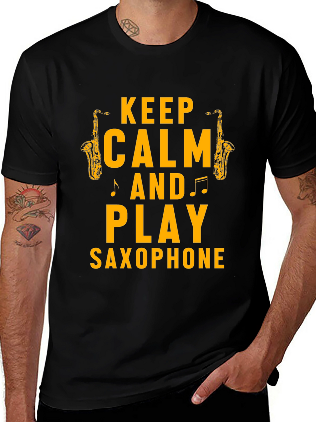 Keep Calm & Play Saxophone Graphic T-Shirt