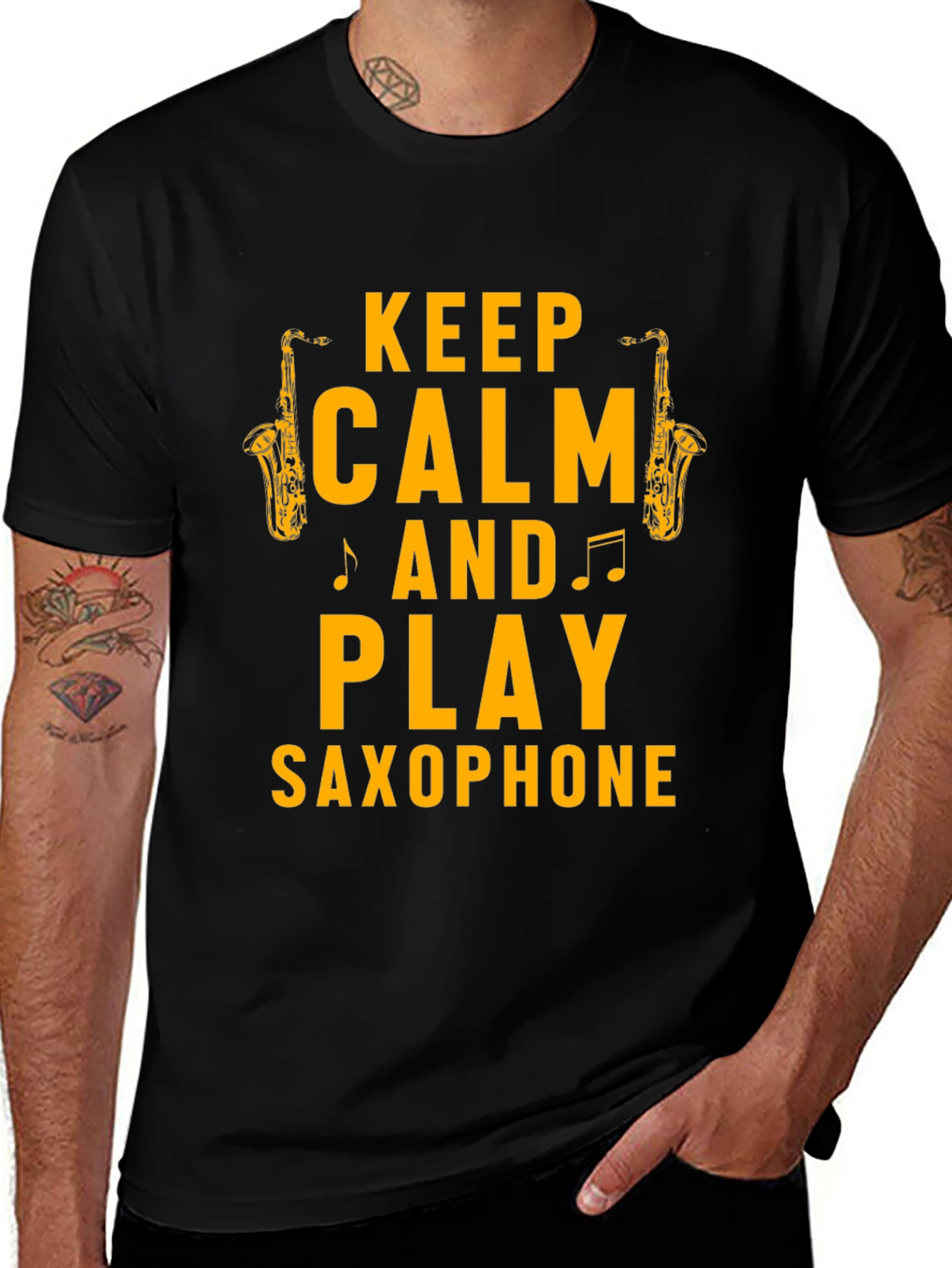 Keep Calm & Play Saxophone Graphic T-Shirt
