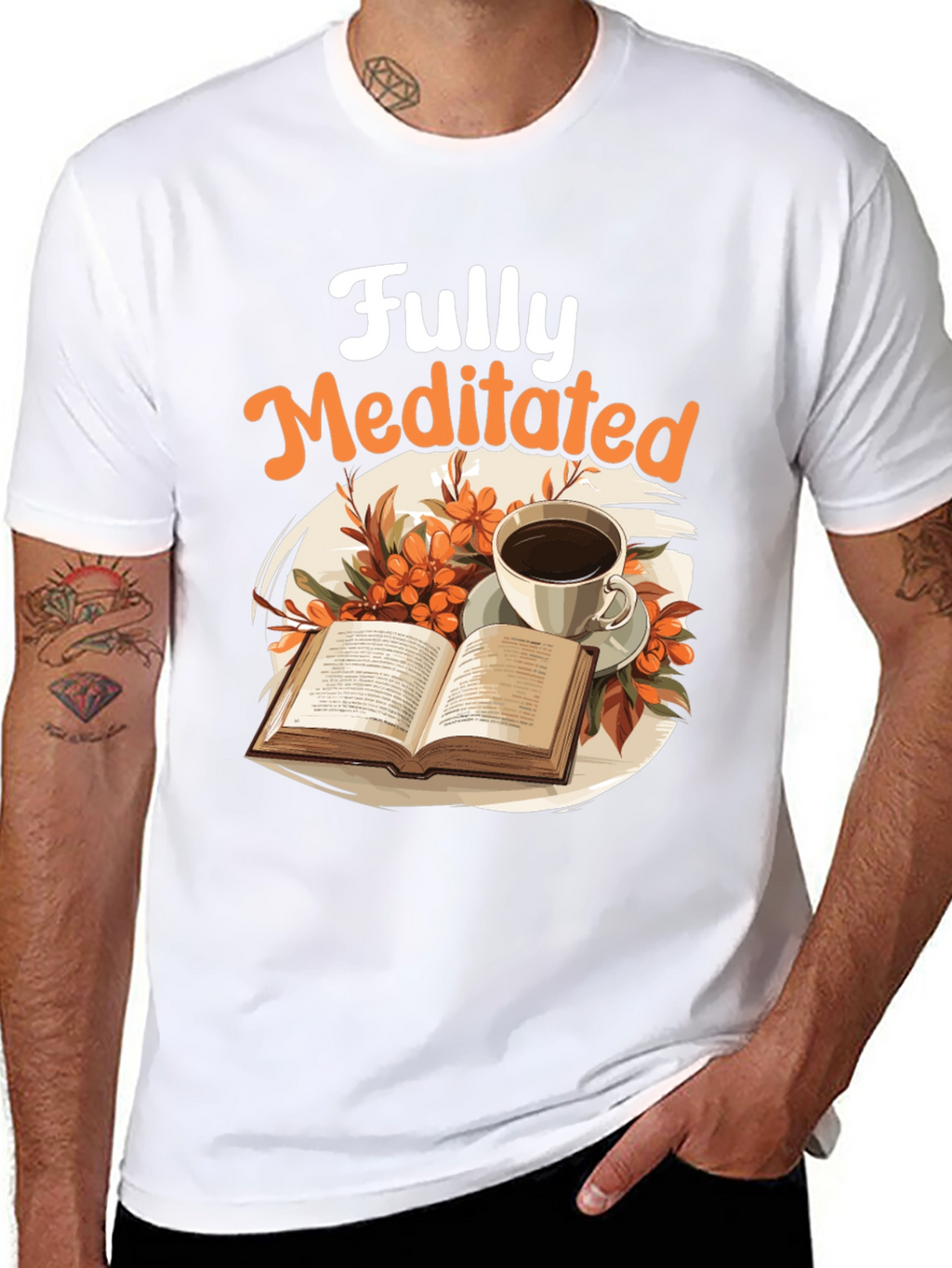 Fully Meditated T-Shirt: Book & Coffee Design