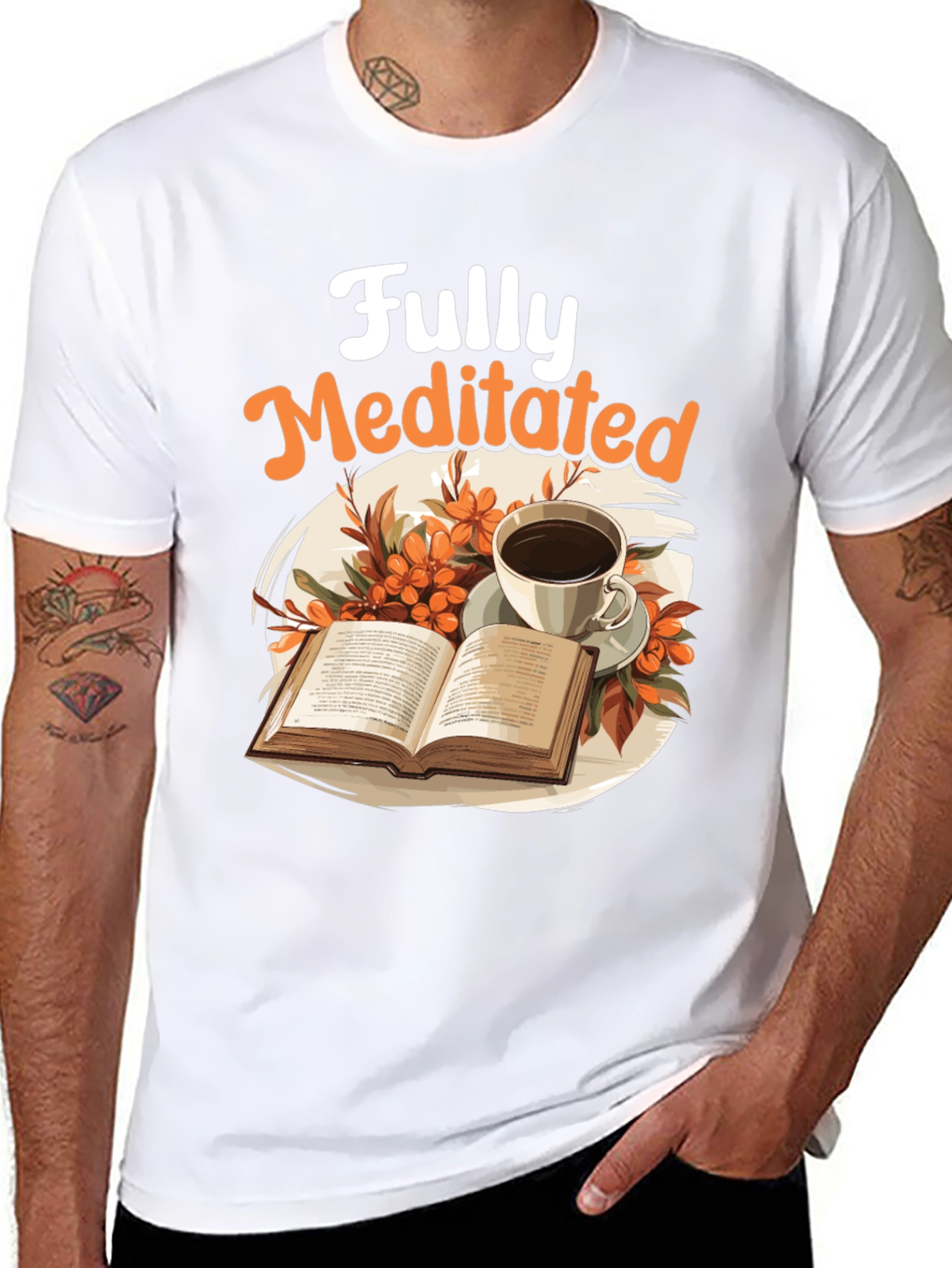 Fully Meditated T-Shirt: Book & Coffee Design