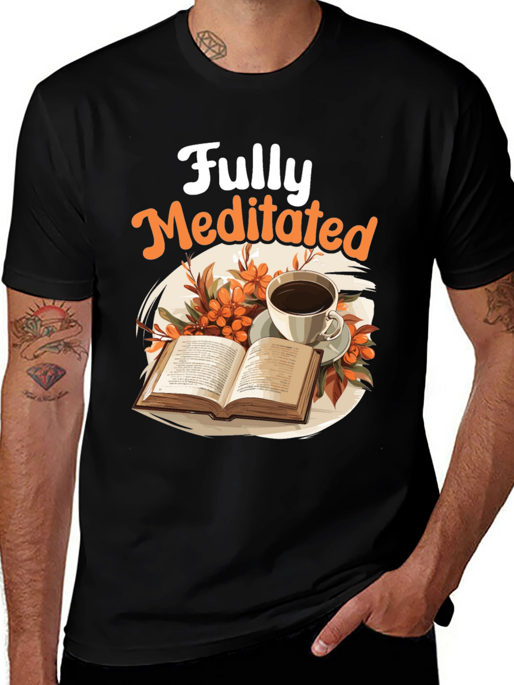Fully Meditated T-Shirt: Book & Coffee Design