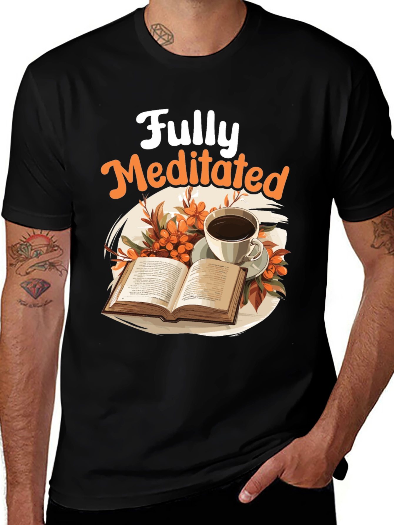 Fully Meditated T-Shirt: Book & Coffee Design