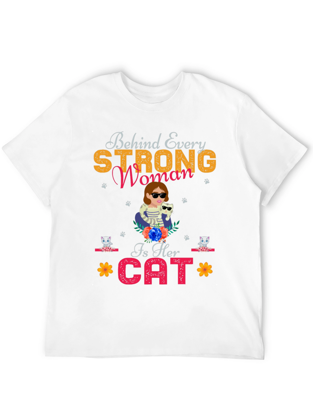 Strong Woman Cat Lover Tee