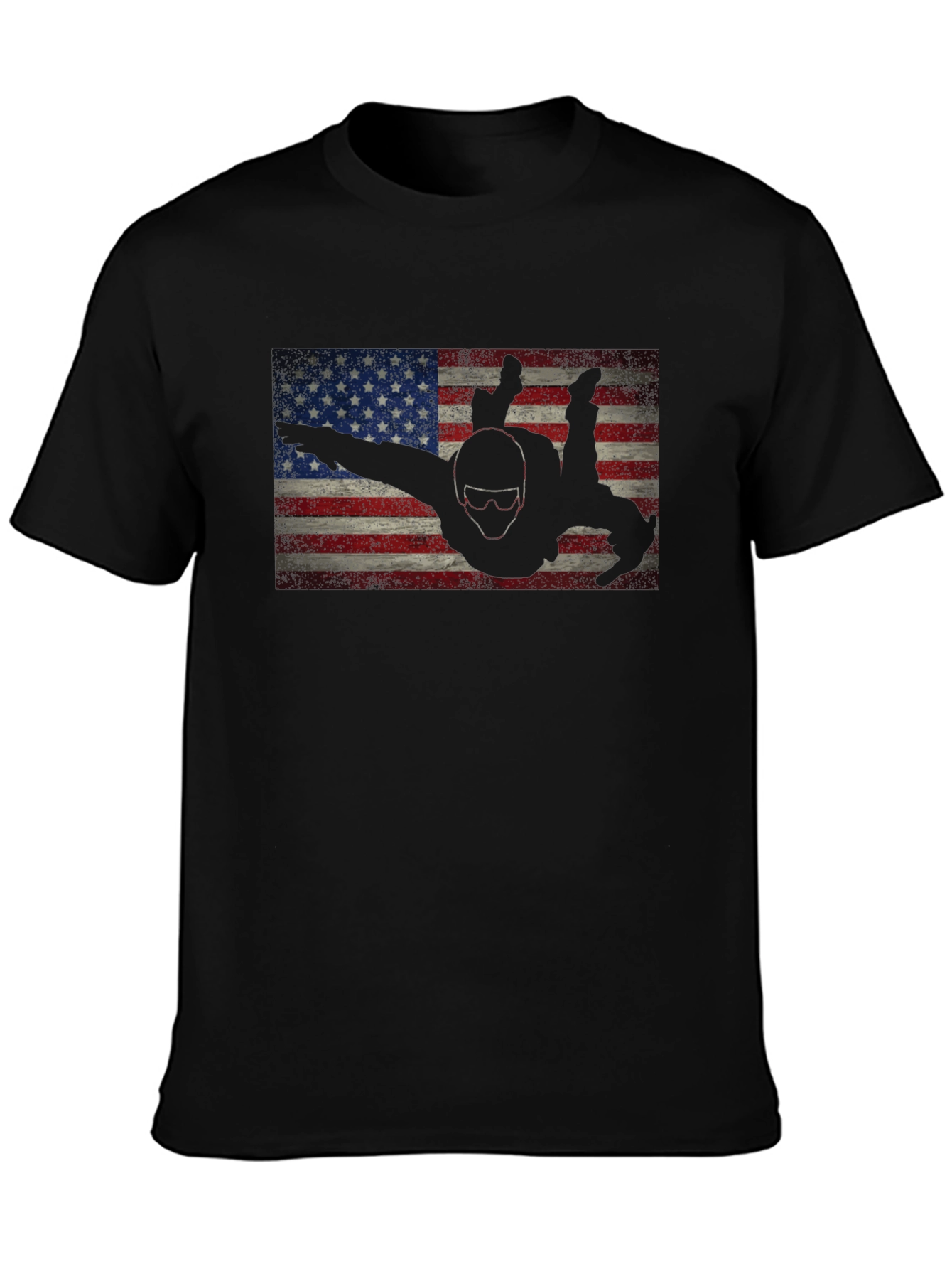Skydiver American Flag Graphic Tee - Black