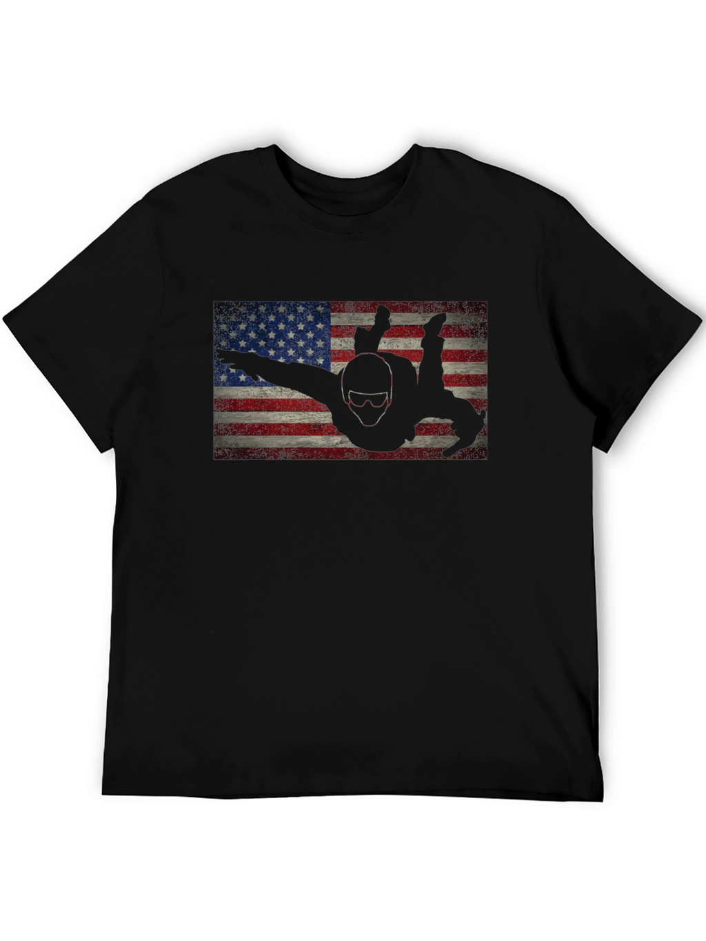 Skydiver American Flag Graphic Tee - Black