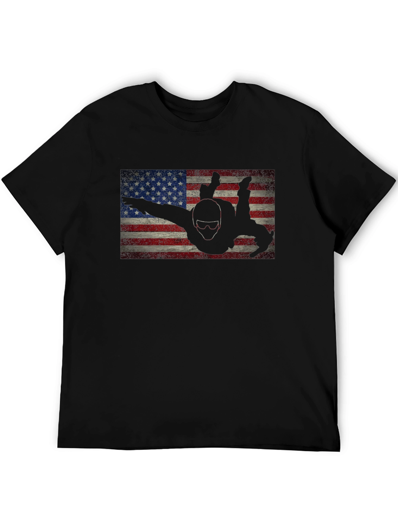 Skydiver American Flag Graphic Tee - Black