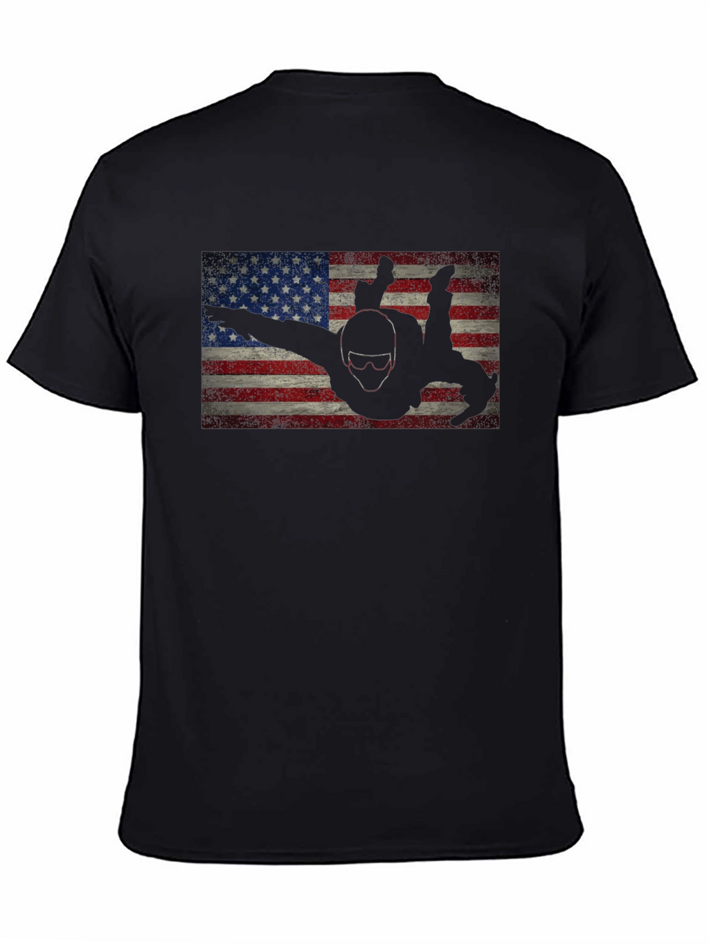 Skydiver American Flag Graphic Tee - Black