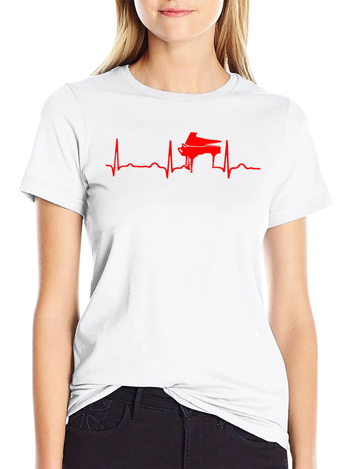 Piano Heartbeat T-Shirt - Music Lover Tee