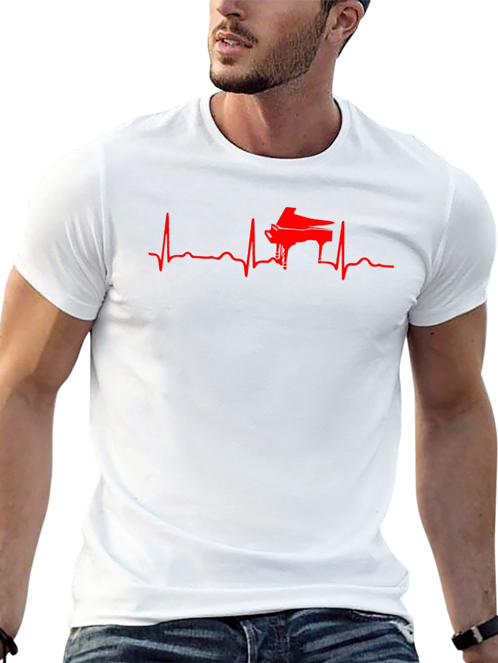 Piano Heartbeat T-Shirt - Music Lover Tee