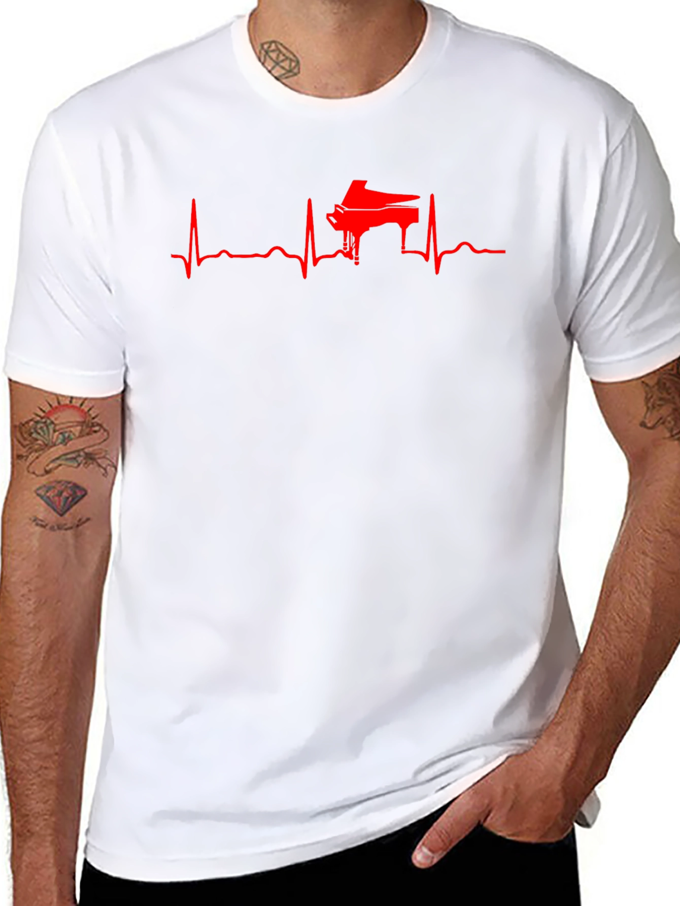 Piano Heartbeat T-Shirt - Music Lover Tee