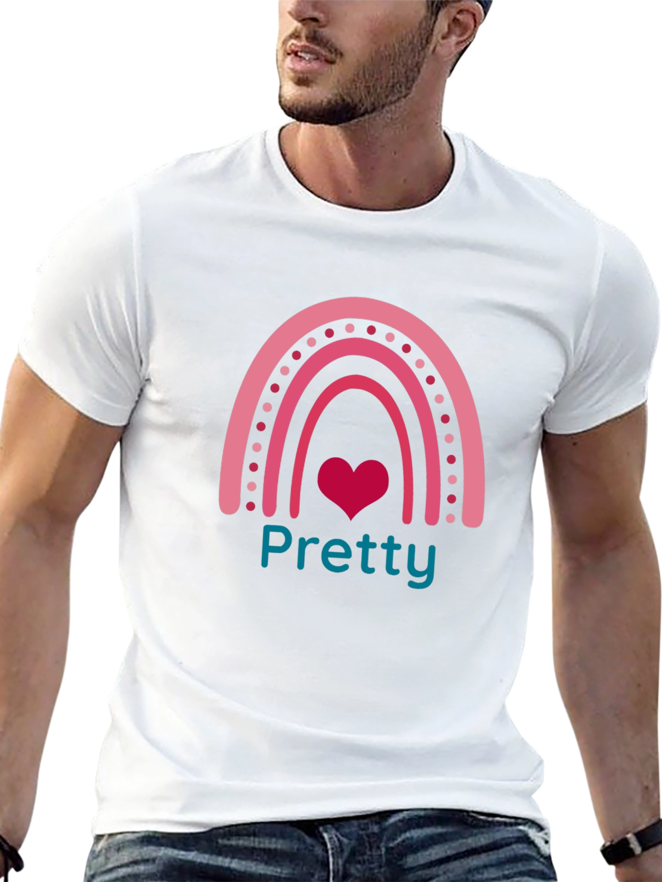 Pretty Rainbow Heart Tee - Soft Black T-Shirt