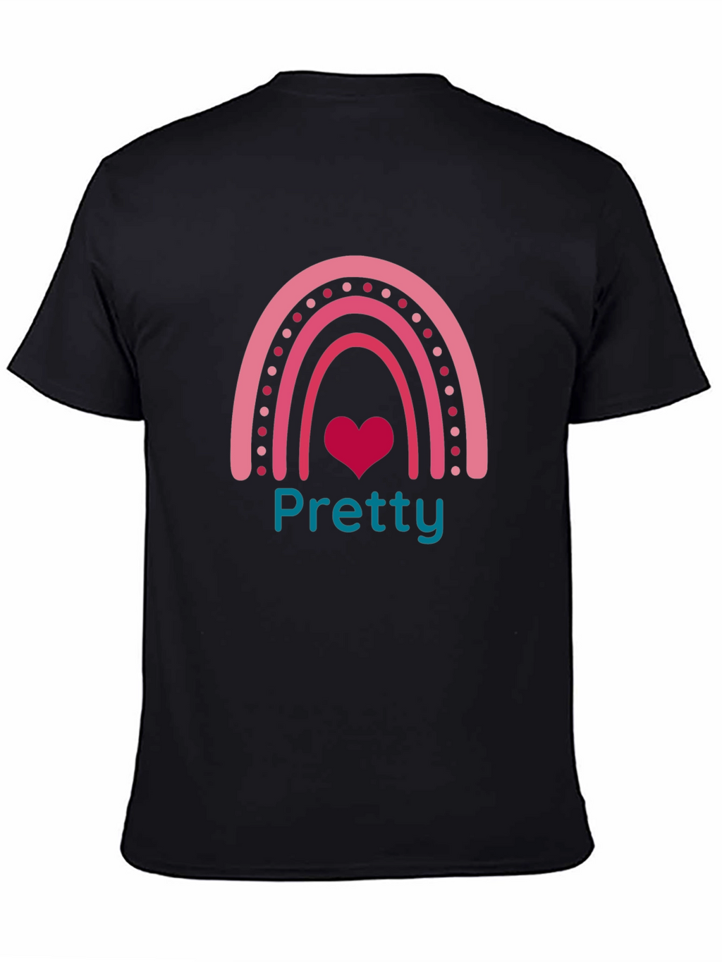 Pretty Rainbow Heart Tee - Soft Black T-Shirt
