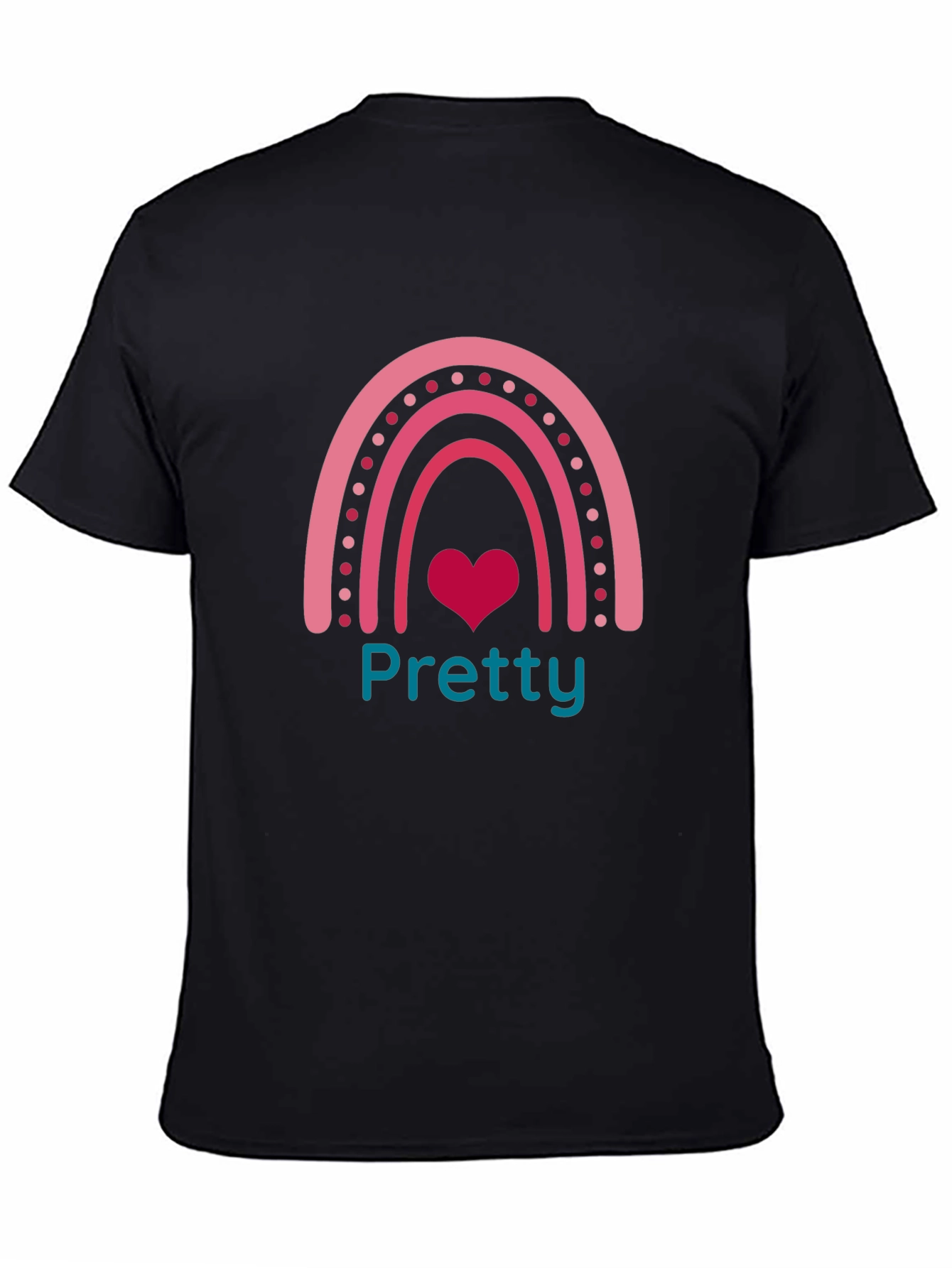 Pretty Rainbow Heart Tee - Soft Black T-Shirt