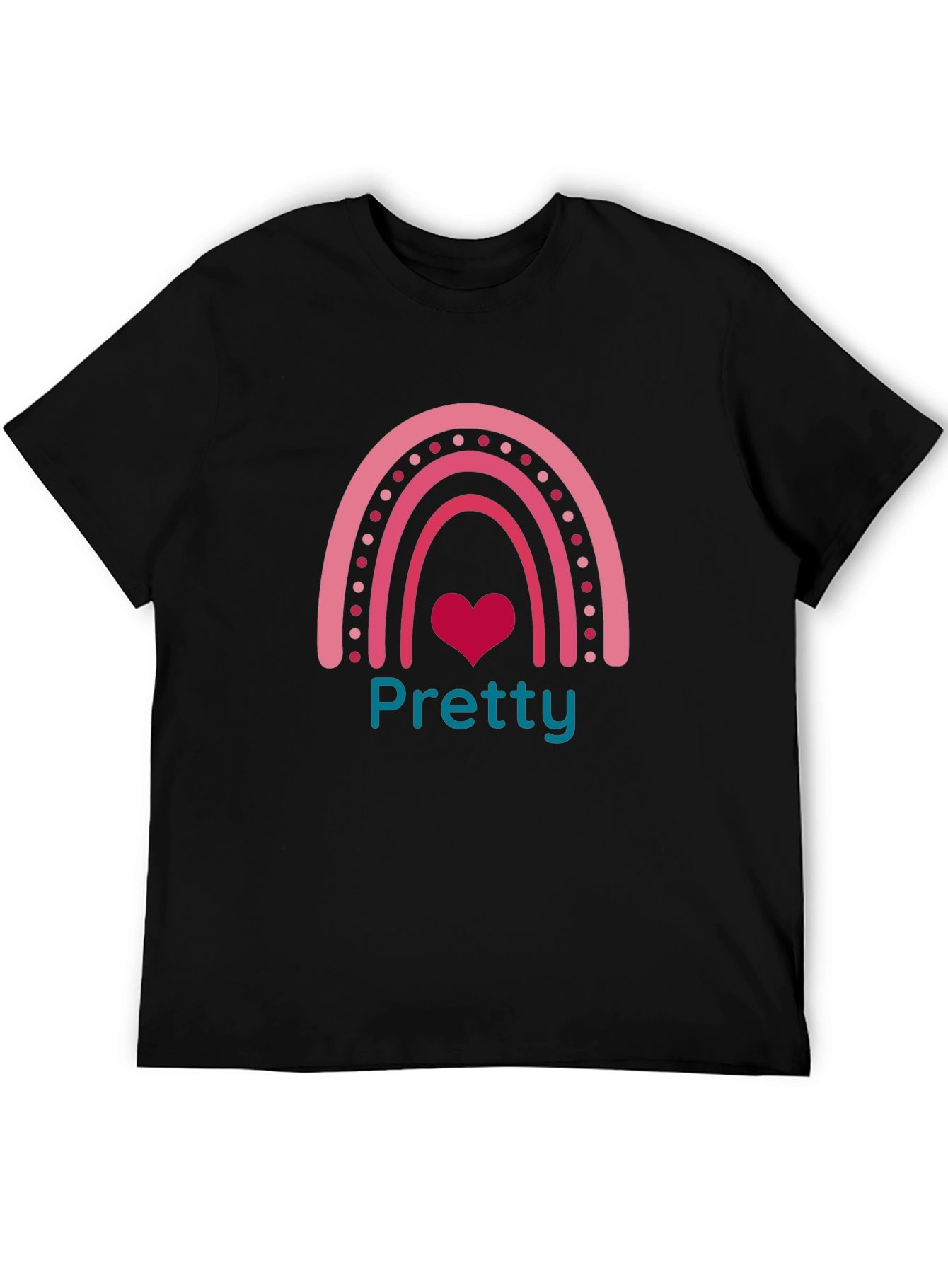 Pretty Rainbow Heart Tee - Soft Black T-Shirt
