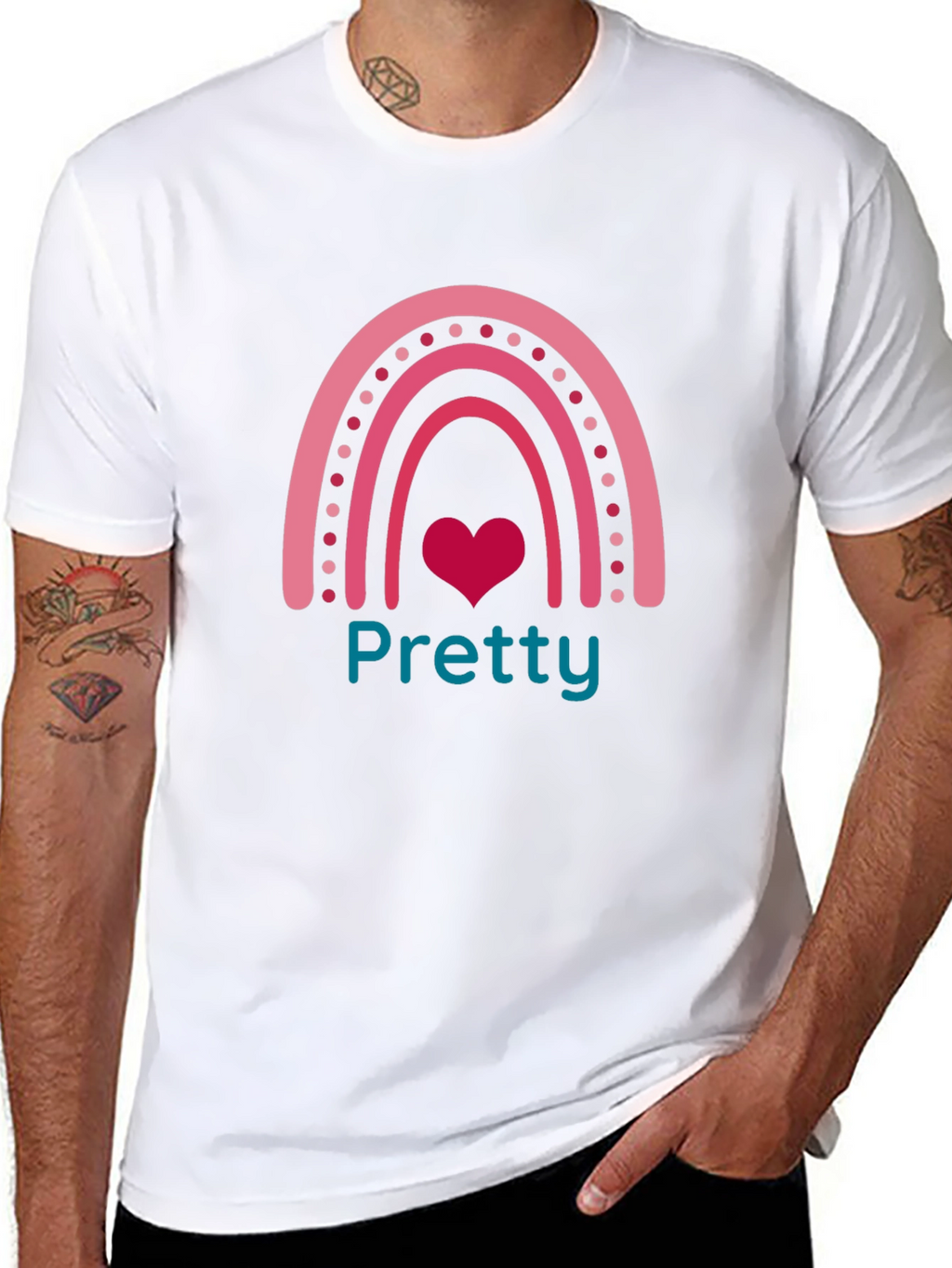 Pretty Rainbow Heart Tee - Soft Black T-Shirt