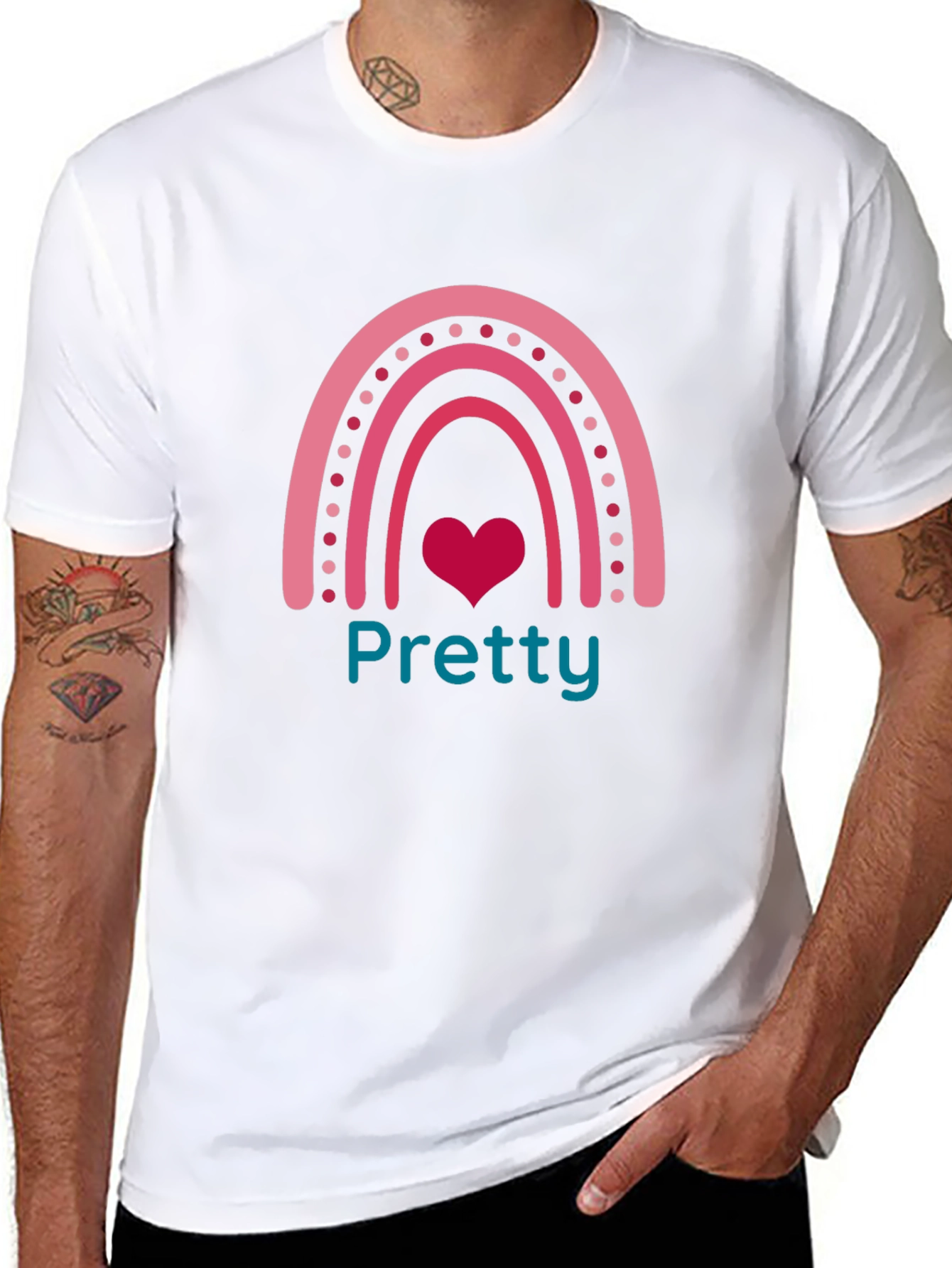 Pretty Rainbow Heart Tee - Soft Black T-Shirt