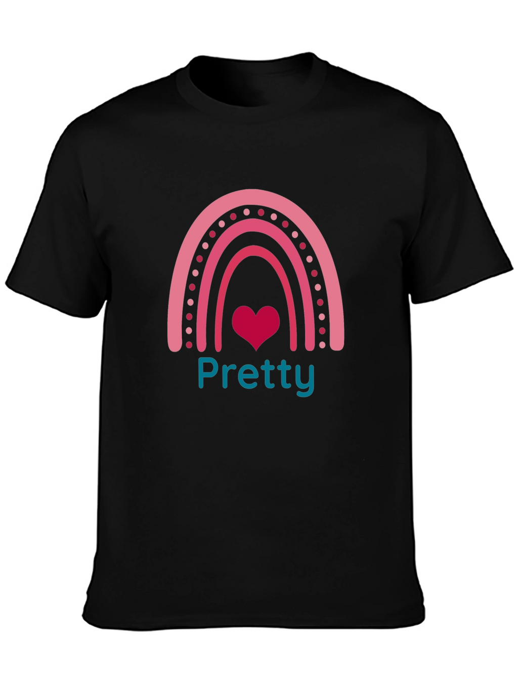Pretty Rainbow Heart Tee - Soft Black T-Shirt