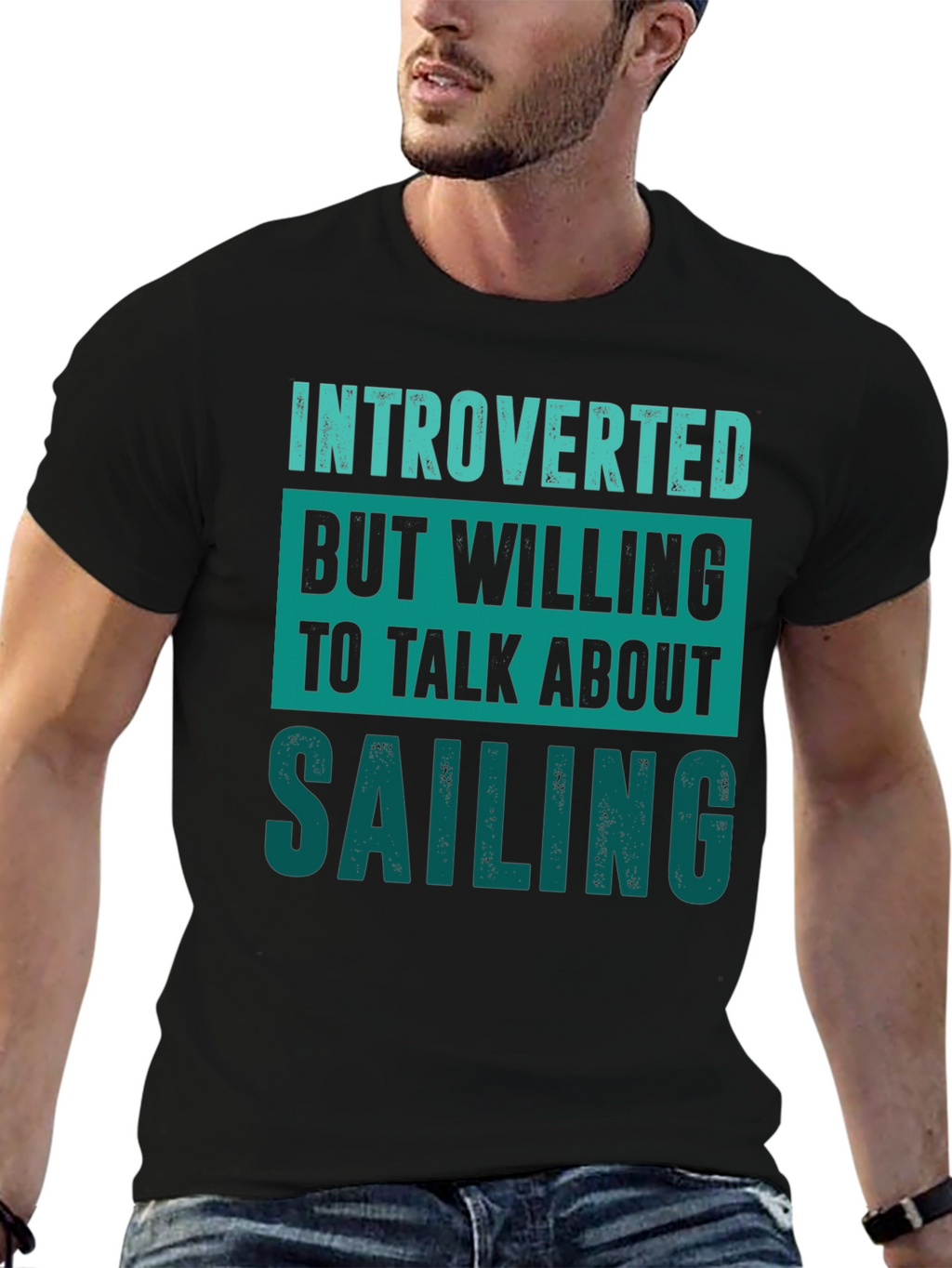 Introverted Sailing Enthusiast Black T-Shirt