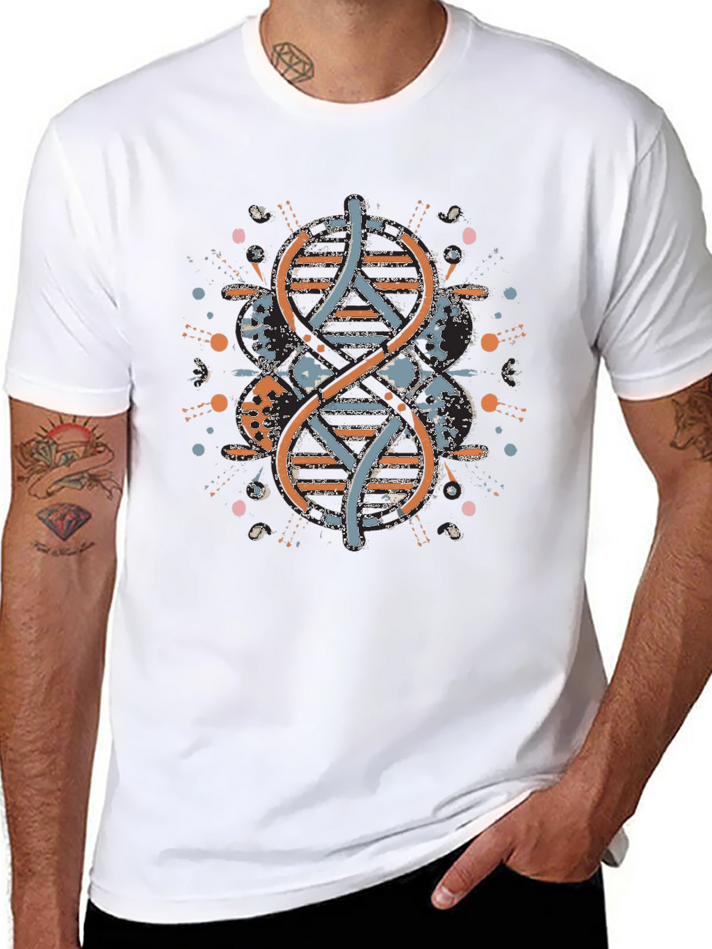 DNA Graphic Print Mens Black T-Shirt