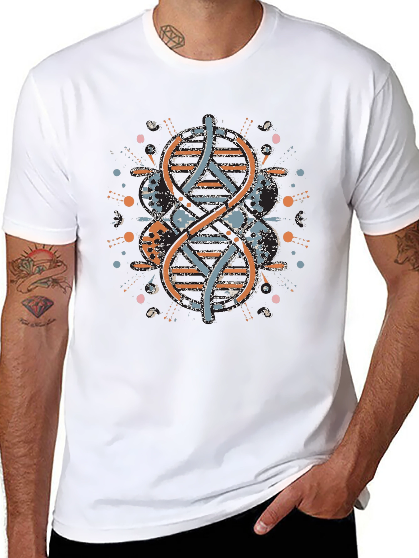 DNA Graphic Print Mens Black T-Shirt