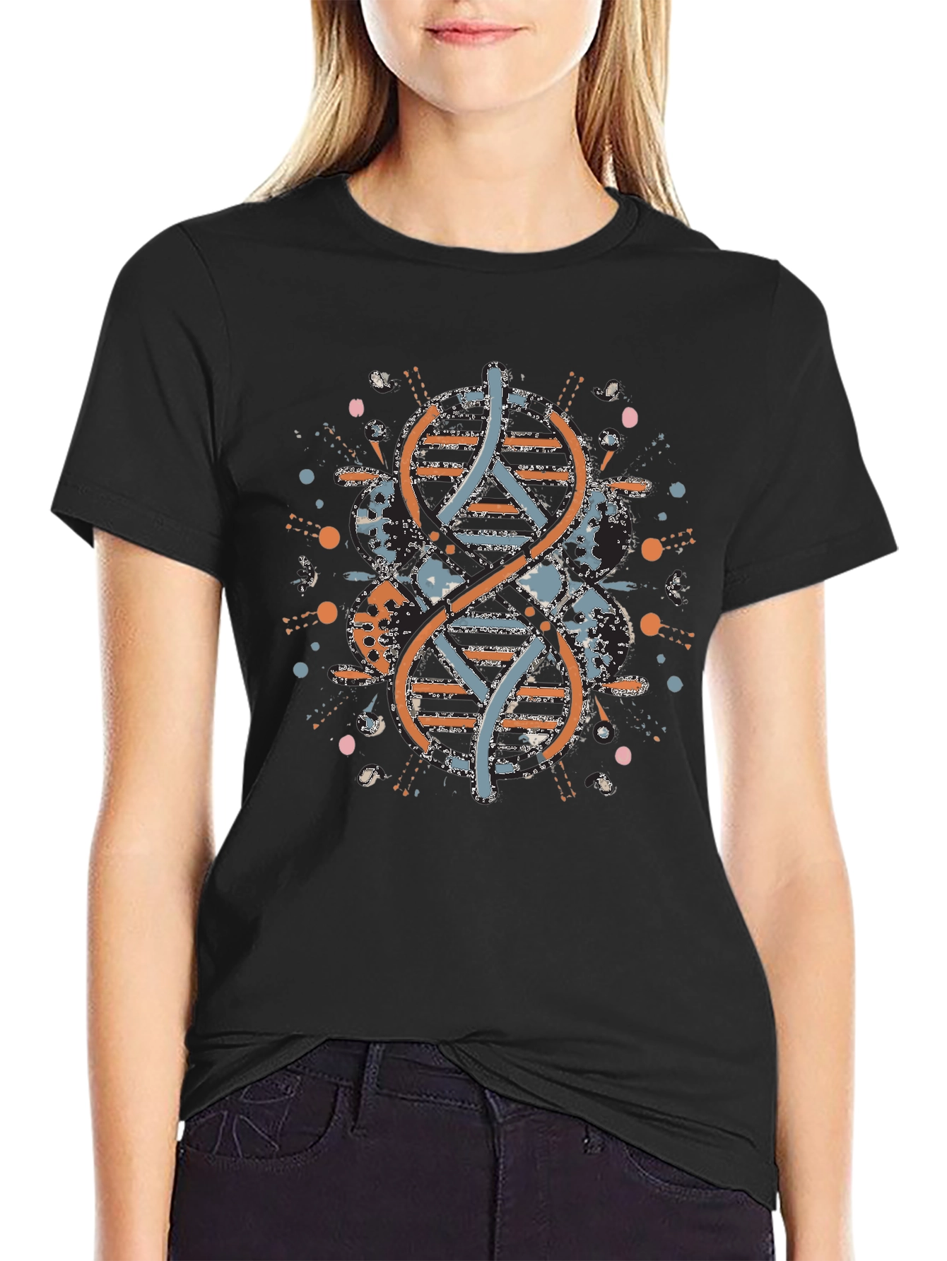 DNA Graphic Print Mens Black T-Shirt
