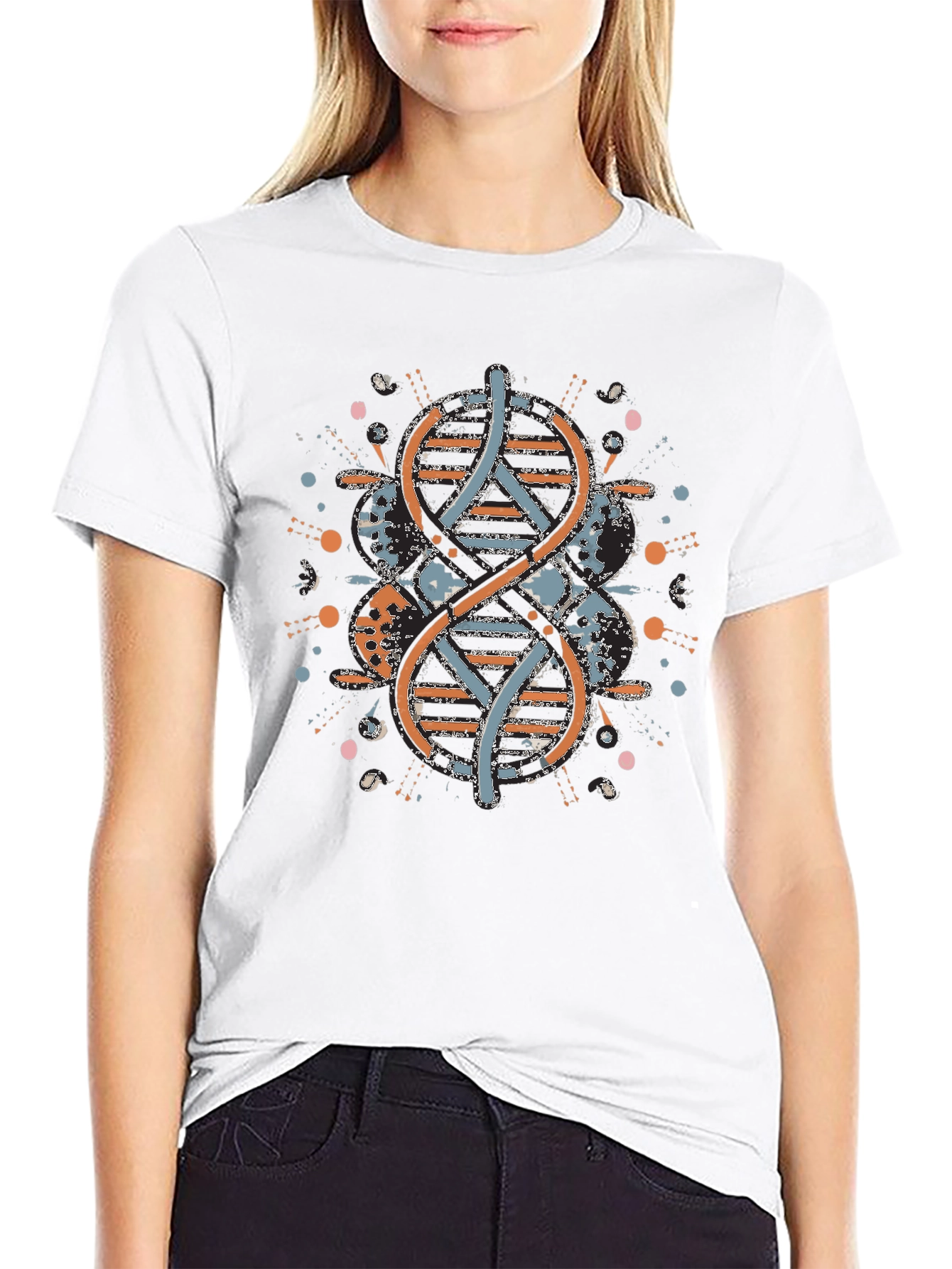 DNA Graphic Print Mens Black T-Shirt