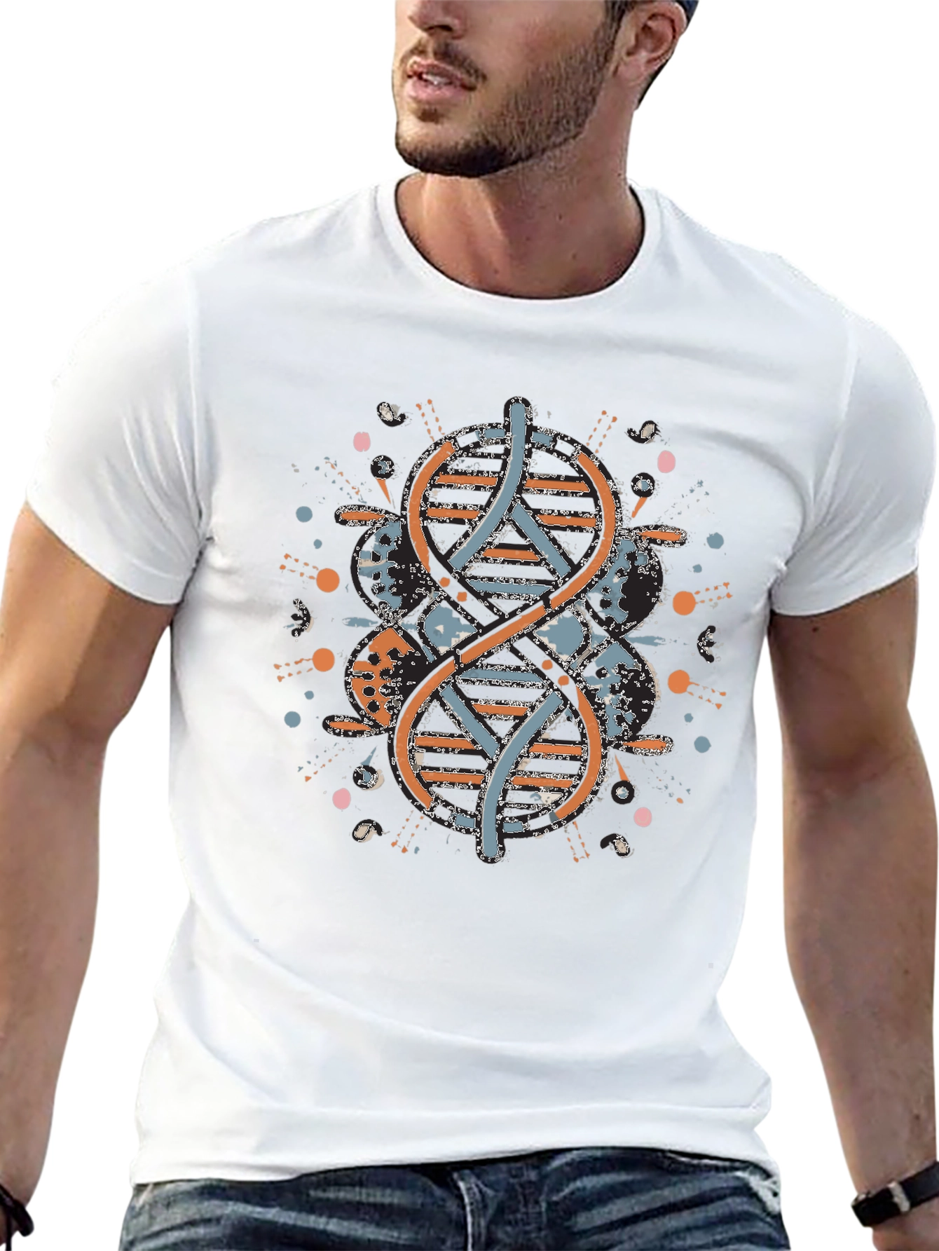 DNA Graphic Print Mens Black T-Shirt
