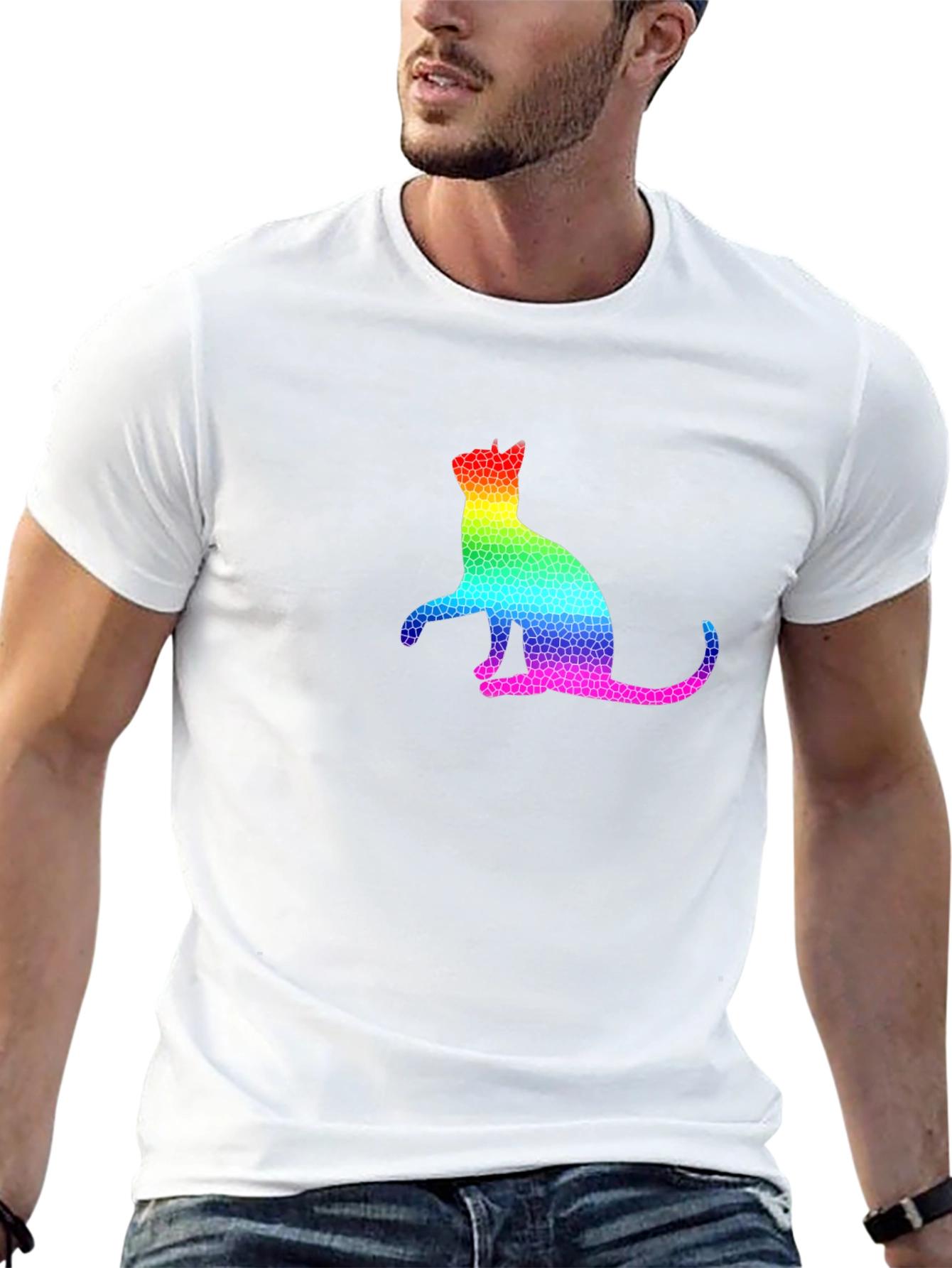 Rainbow Mosaic Cat T-Shirt