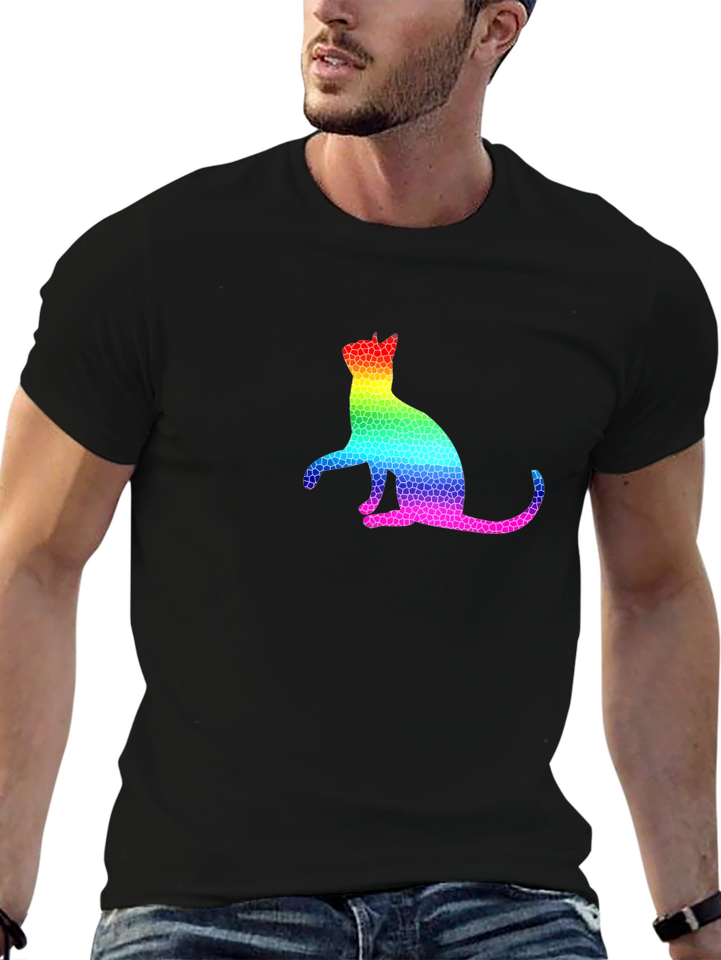 Rainbow Mosaic Cat T-Shirt