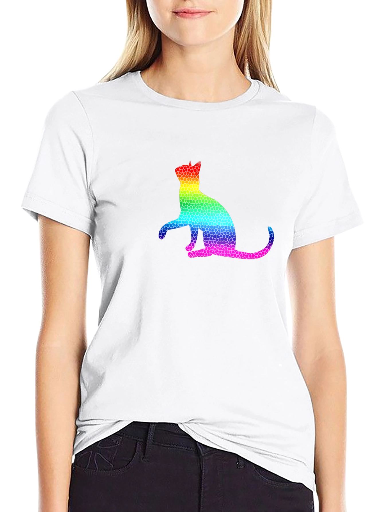 Rainbow Mosaic Cat T-Shirt