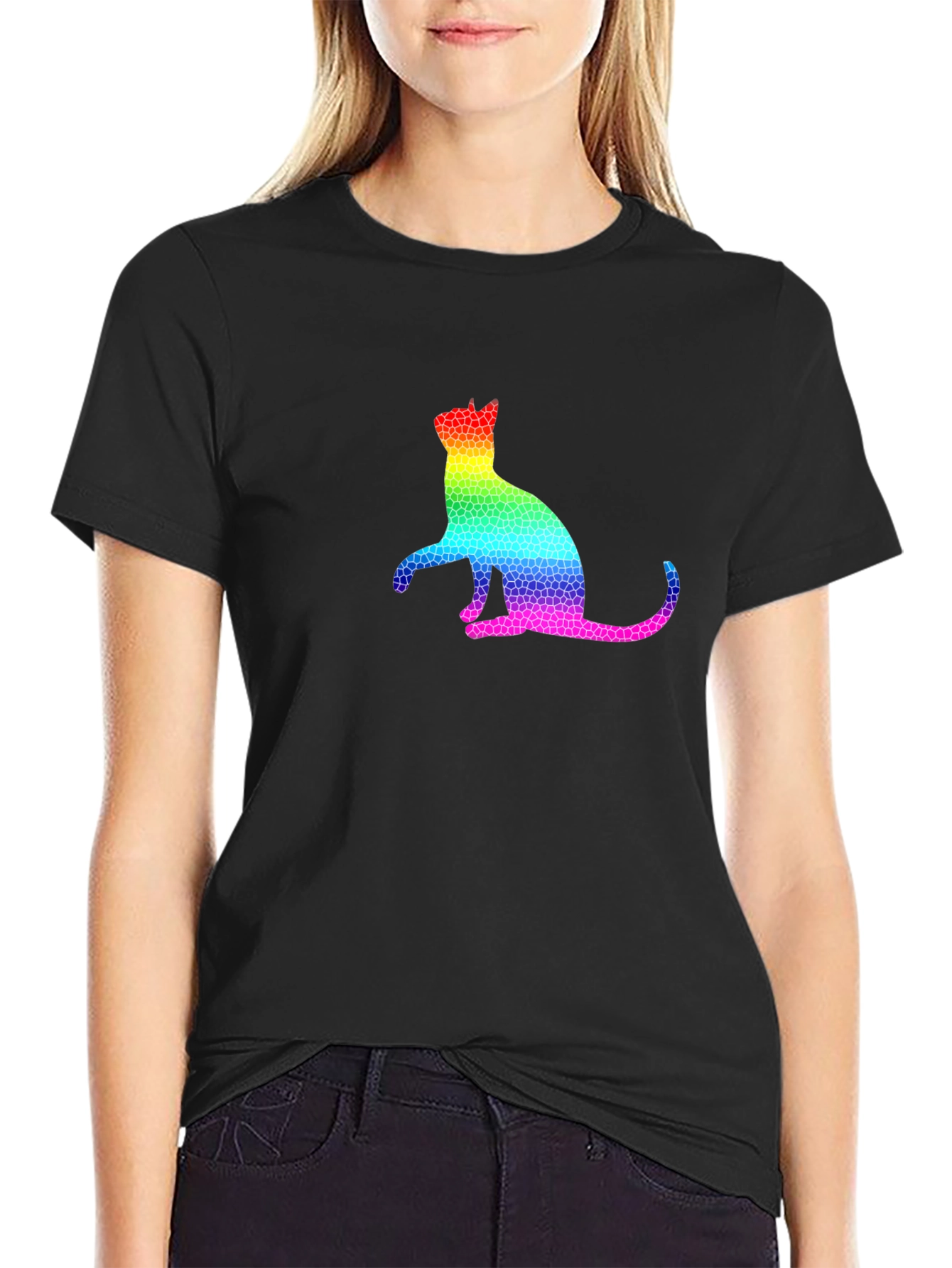 Rainbow Mosaic Cat T-Shirt