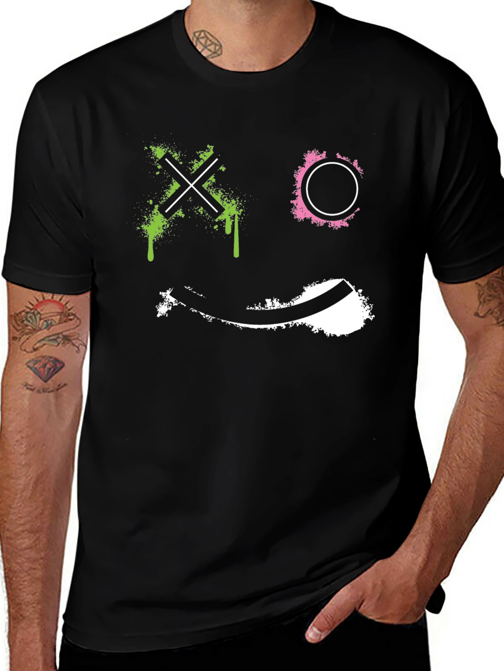 Abstract Graphic Print Black T-Shirt