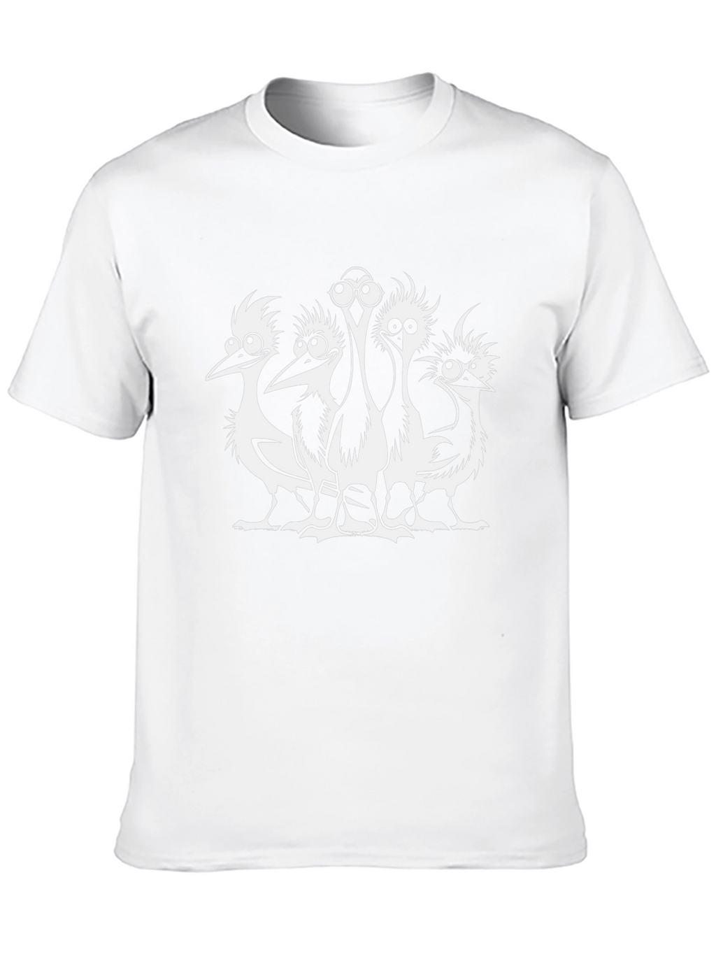 Funny Cartoon Birds Black T-Shirt