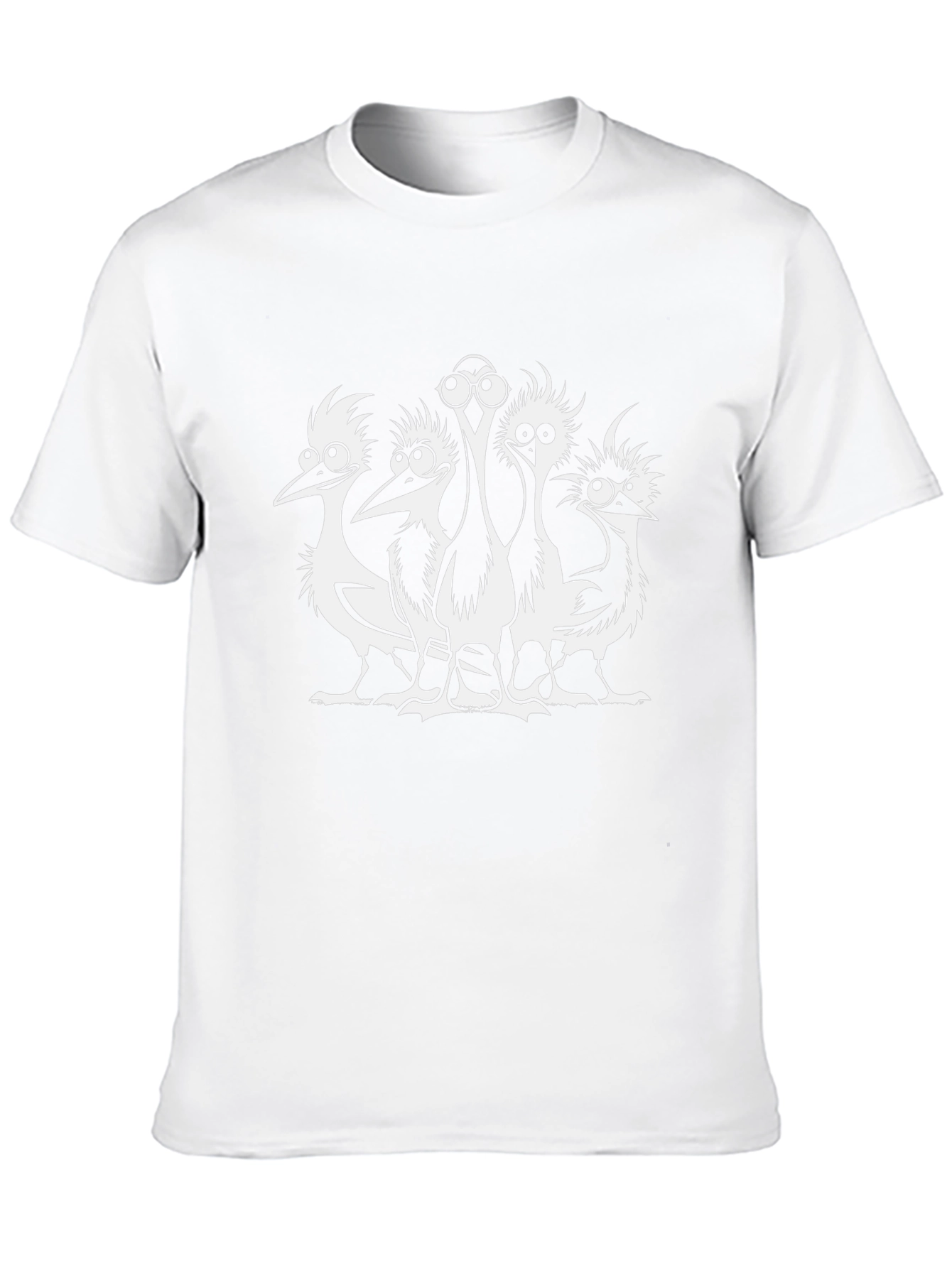 Funny Cartoon Birds Black T-Shirt