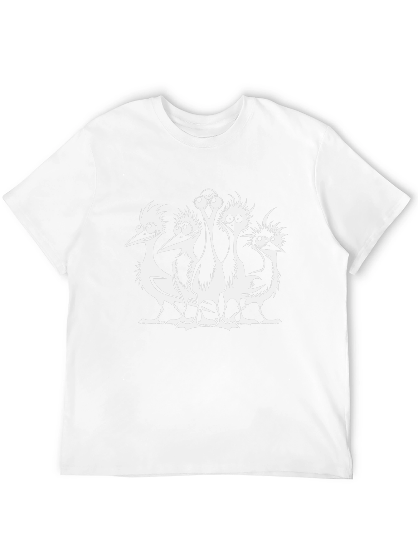 Funny Cartoon Birds Black T-Shirt