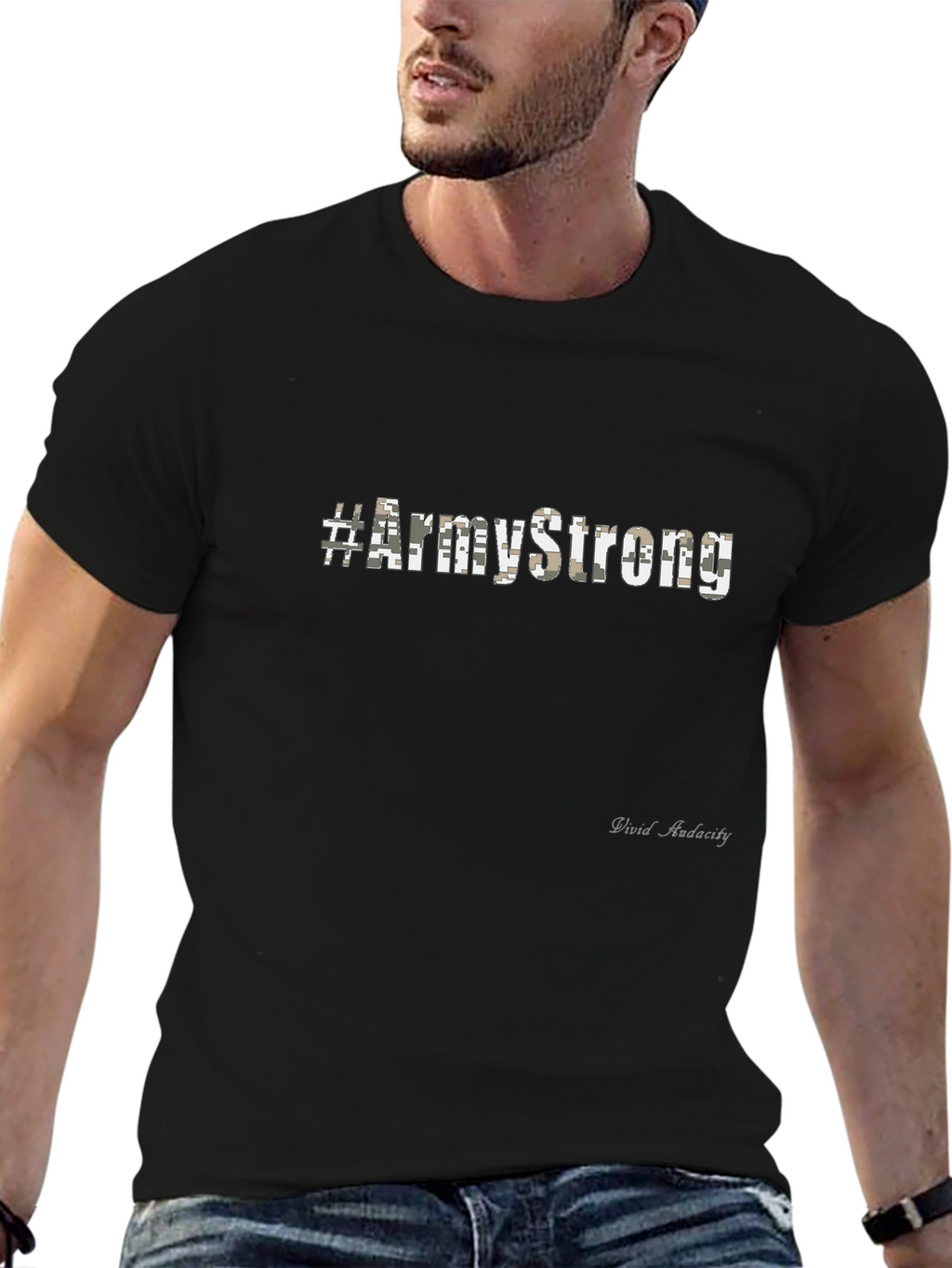 #ArmyStrong Camouflage Print Black T-Shirt