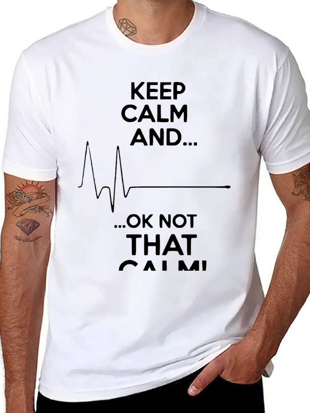 Keep Calm EKG Humorous Graphic T-Shirt